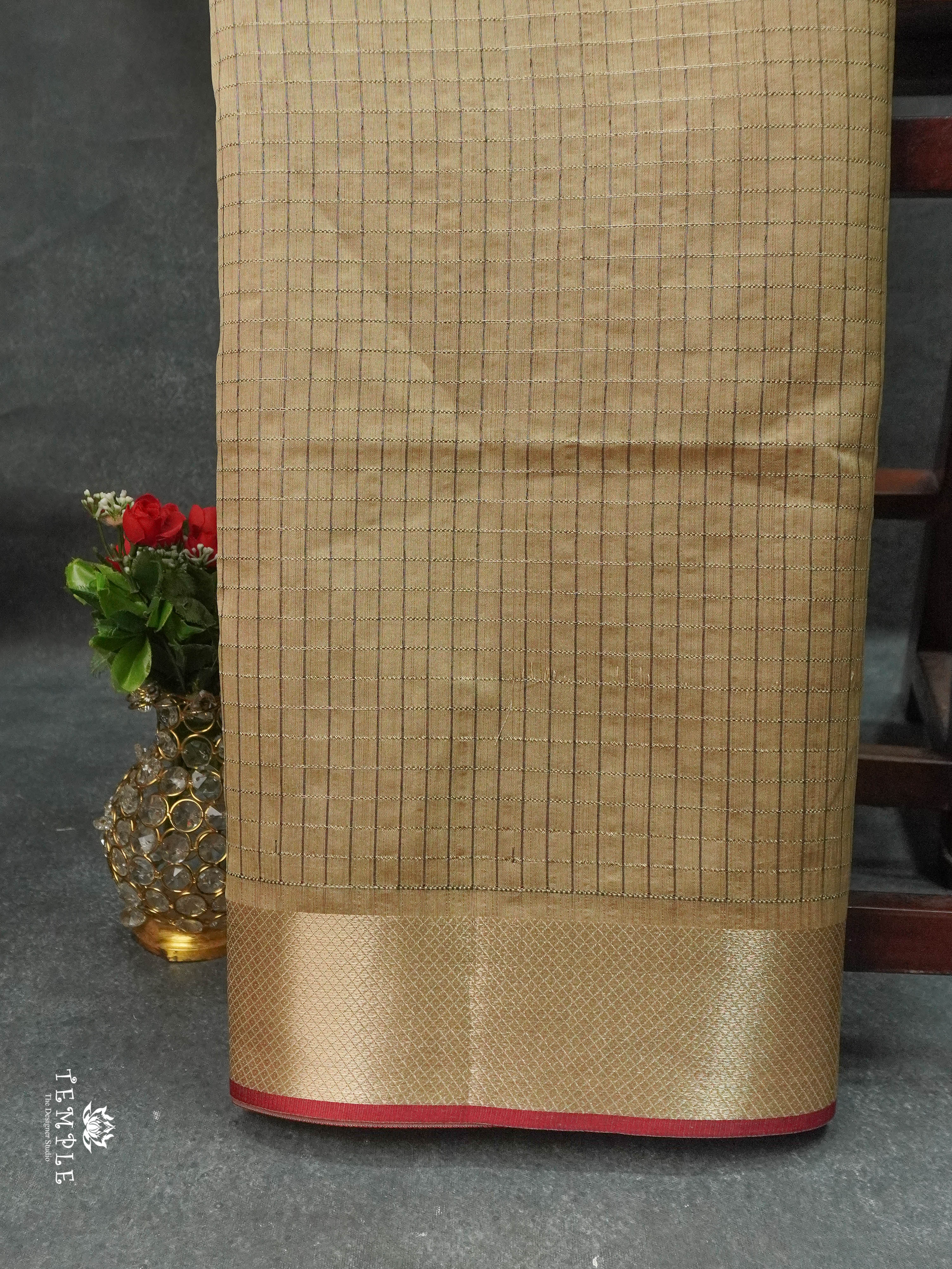 Checked Pattern Raw Silk Saree | TTDS1668