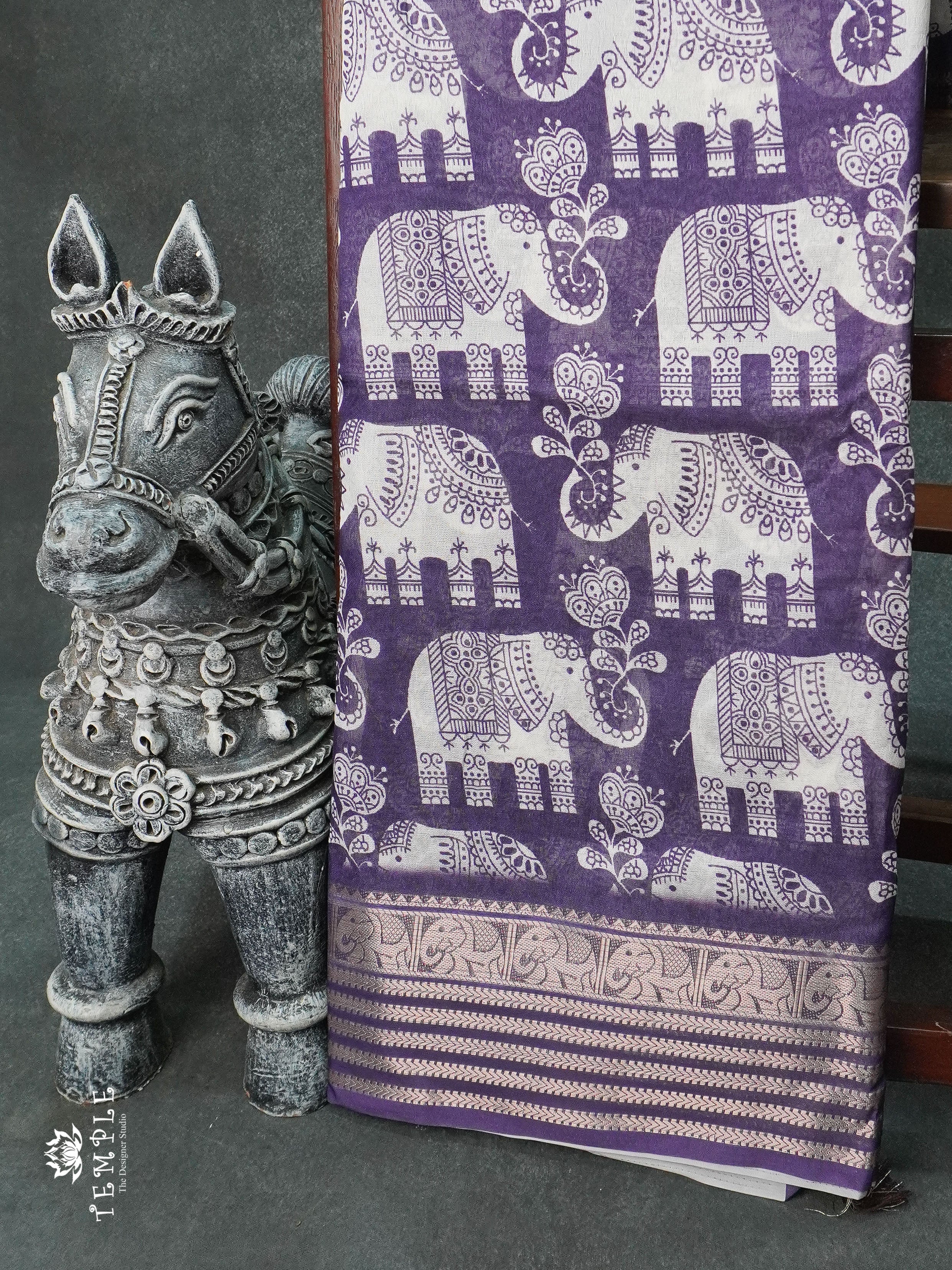 Dola Saree With Elephant Prints(Purple) | TTDS1258 | Sparkling Deals