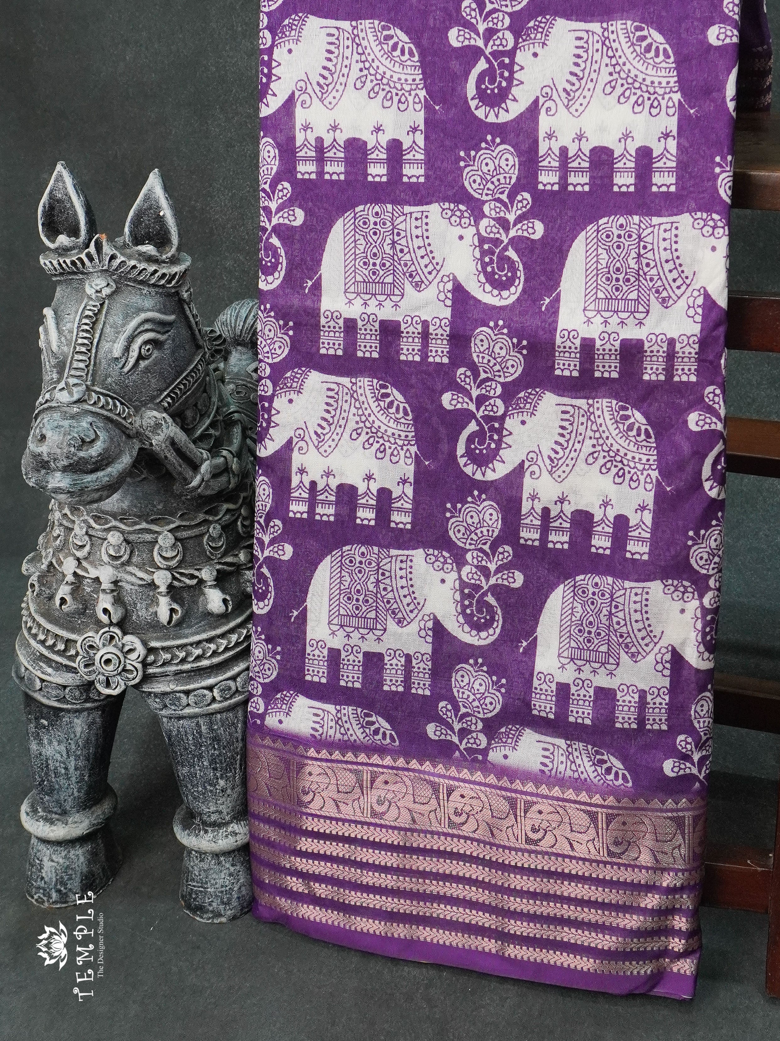 Dola Saree With Elephant Prints(Violet) | TTDS1258 | Sparkling Deals