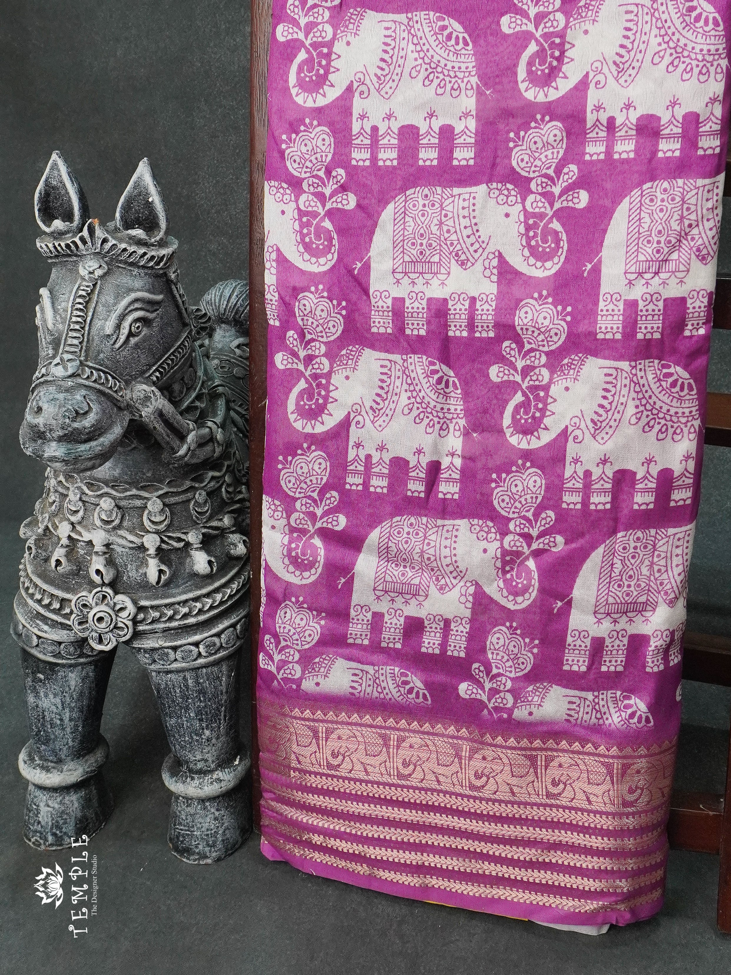 Dola Saree With Elephant Prints(Pink) | TTDS1258 | Sparkling Deals