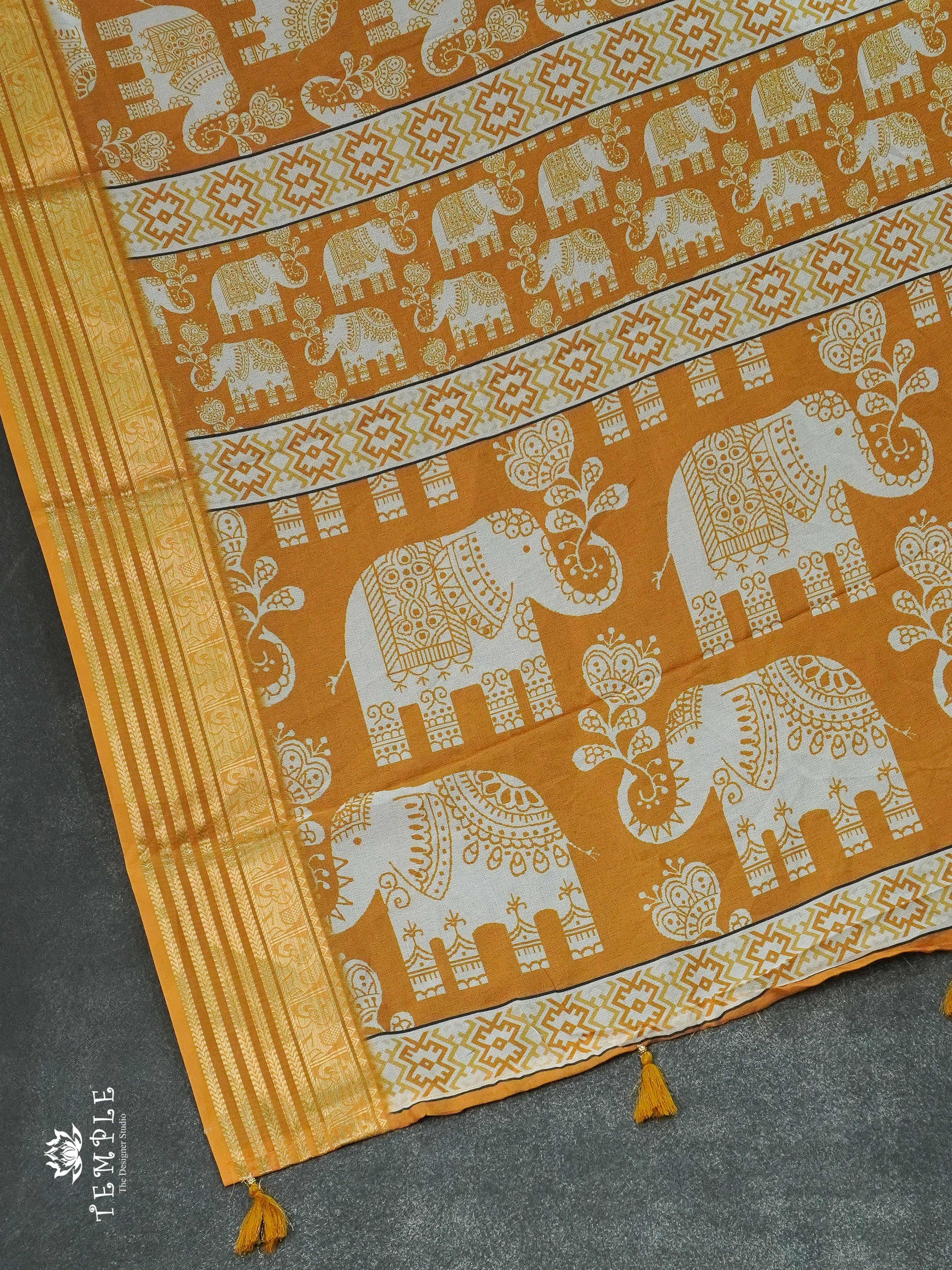 Dola Saree With Elephant Prints(Yellow) | TTDS1258 | Sparkling Deals