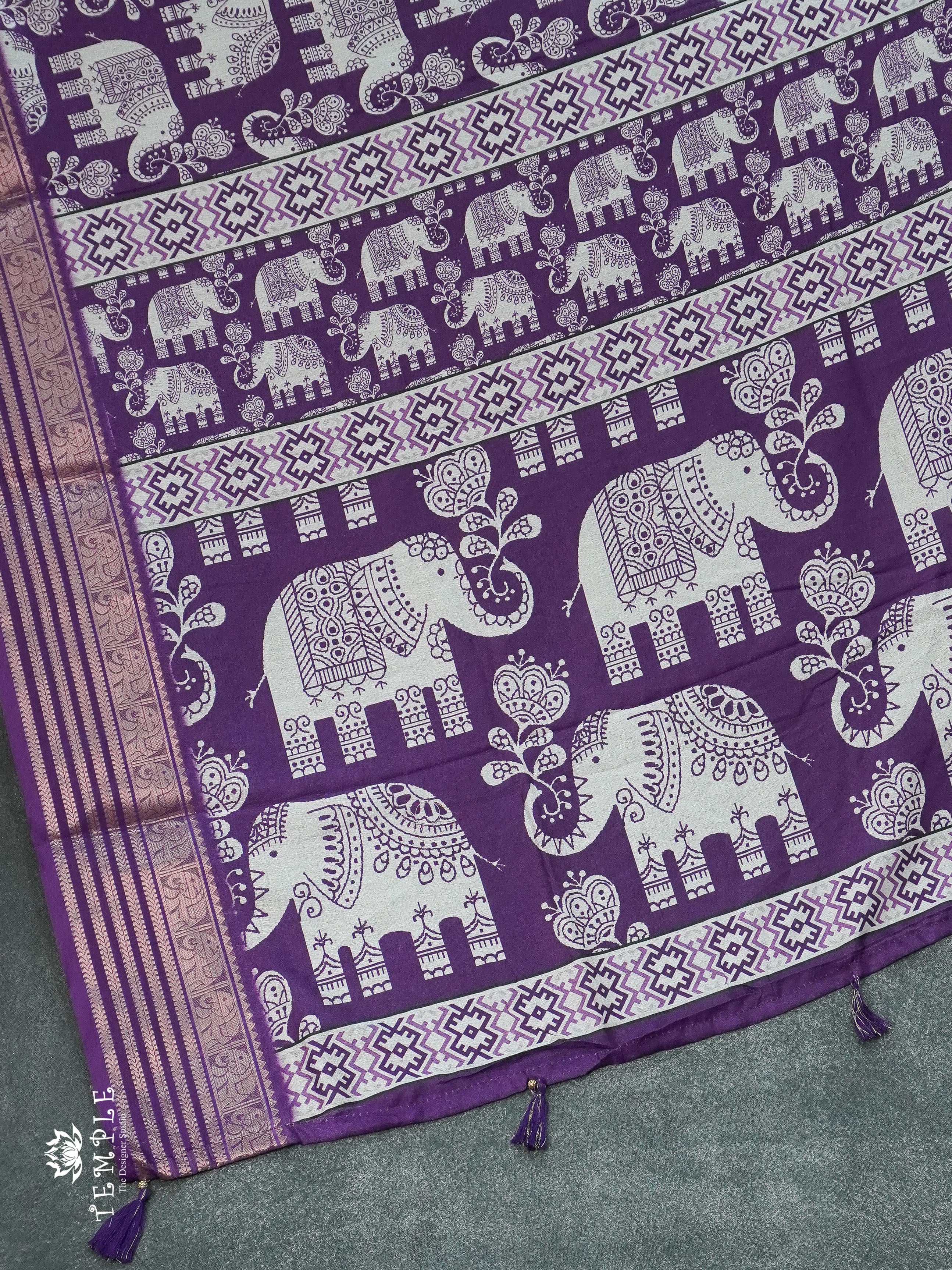 Dola Saree With Elephant Prints(Violet) | TTDS1258 | Sparkling Deals