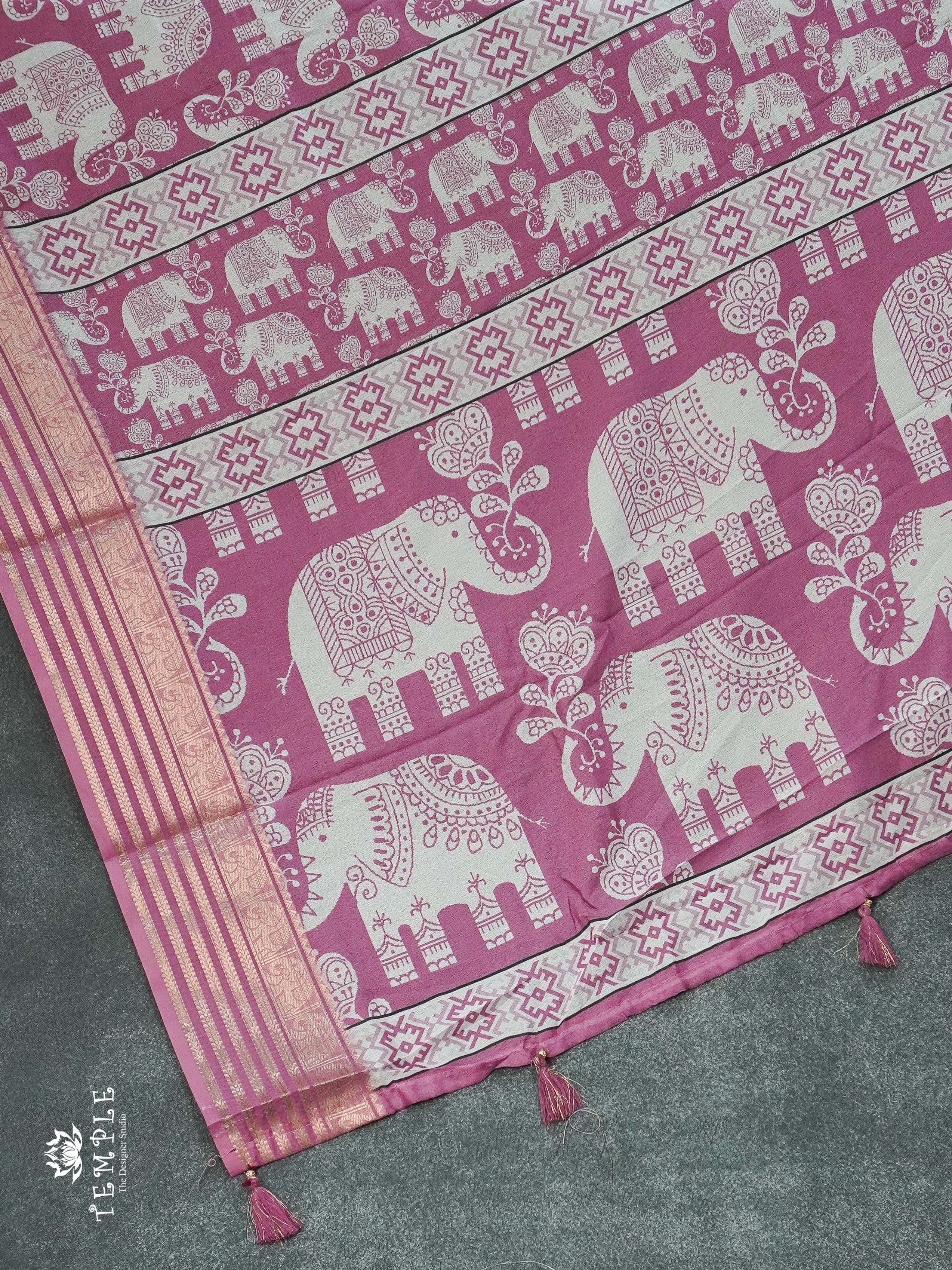 Dola Saree With Elephant Prints(Baby Pink) | TTDS1258 | Sparkling Deals