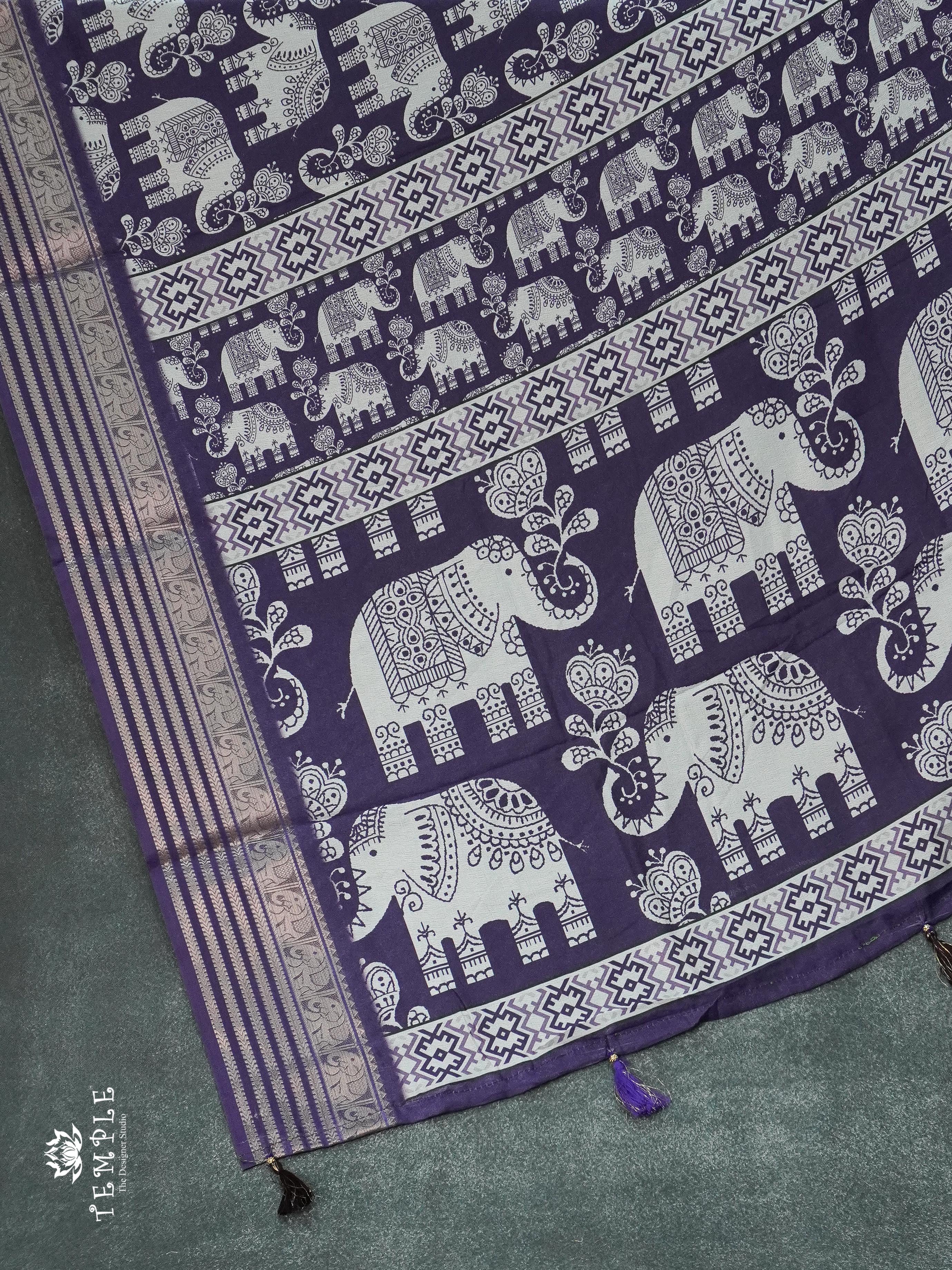 Dola Saree With Elephant Prints(Purple) | TTDS1258 | Sparkling Deals