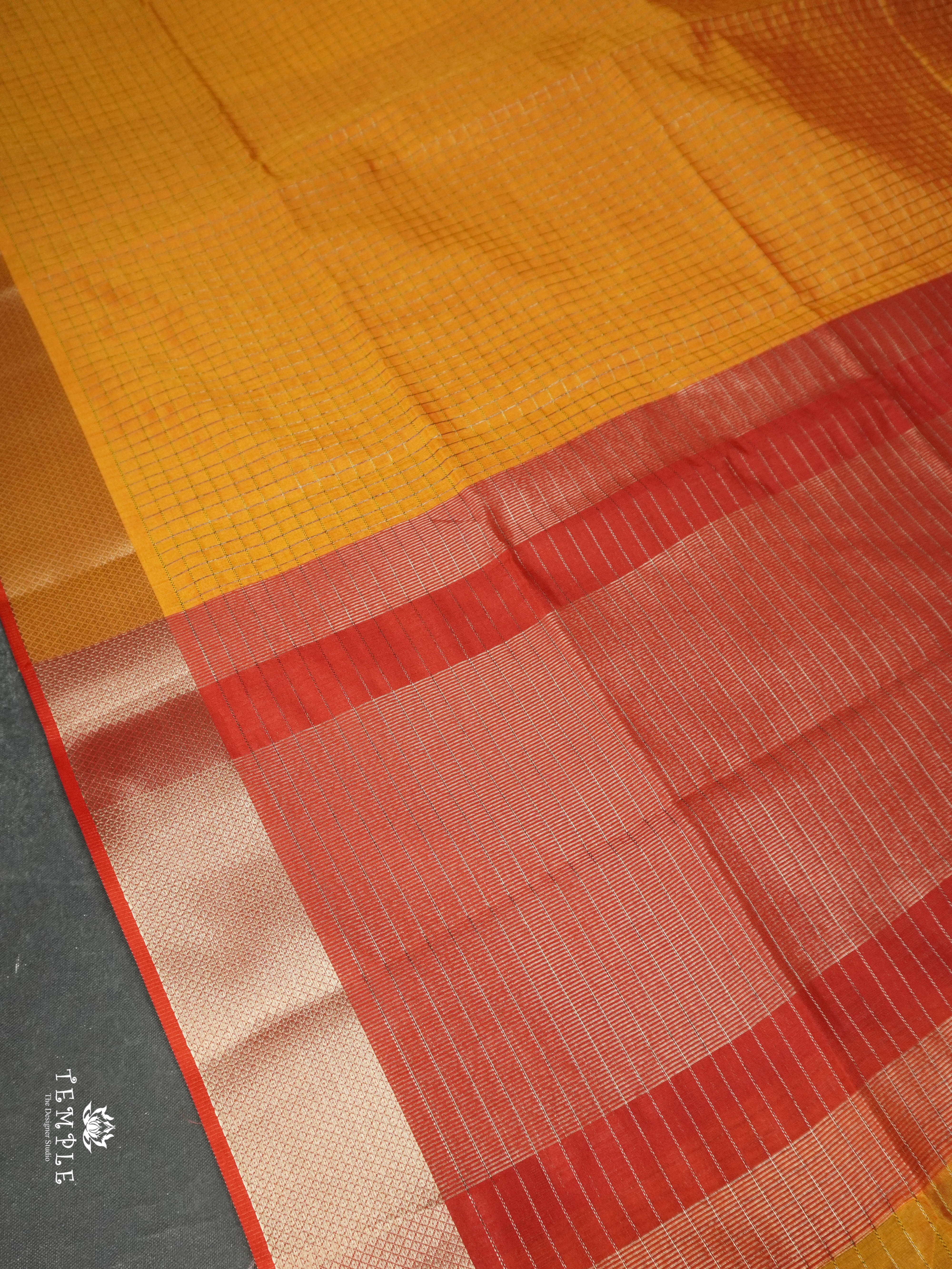 Checked Pattern Raw Silk Saree | TTDS1668