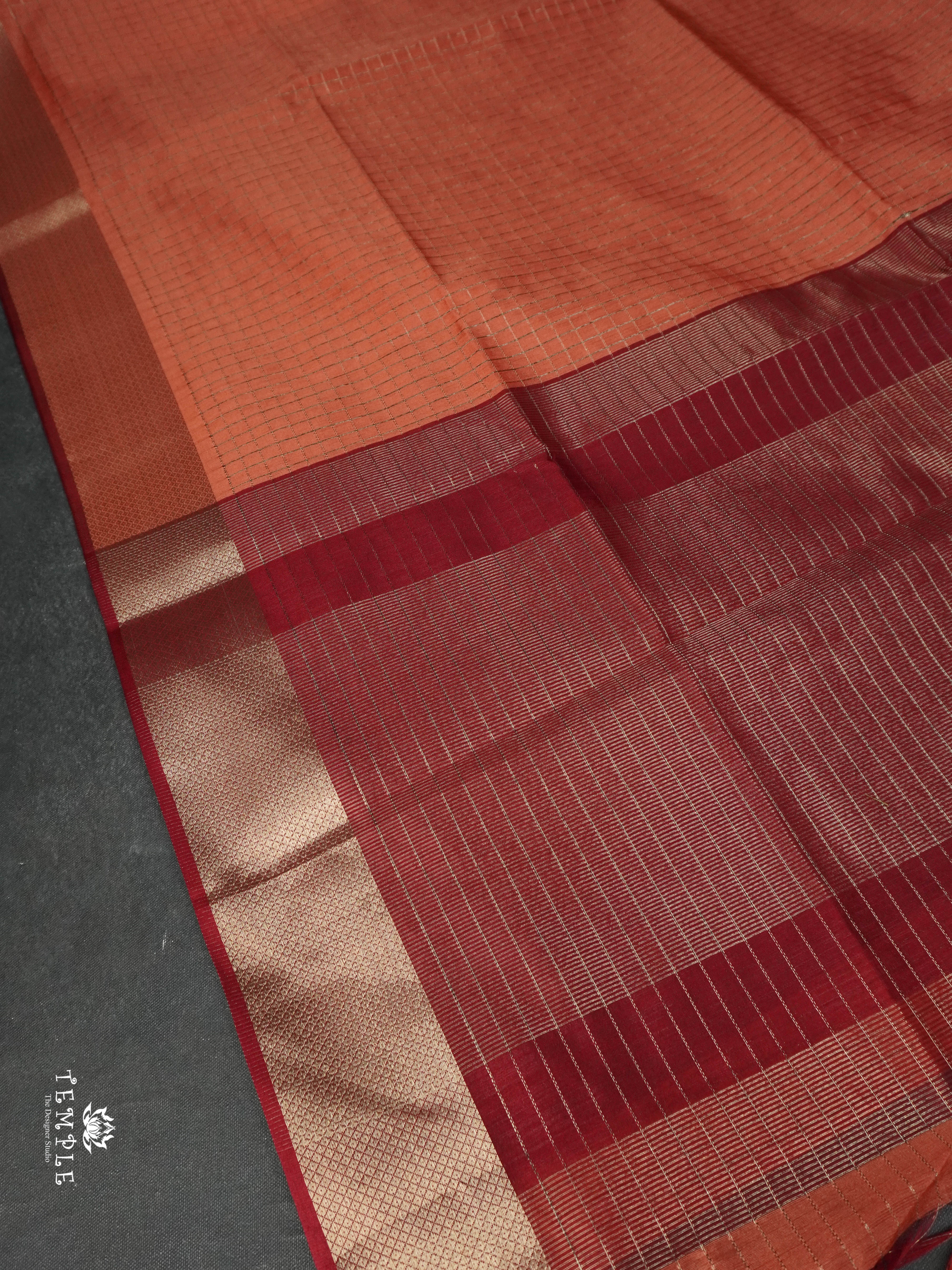 Checked Pattern Raw Silk Saree | TTDS1668