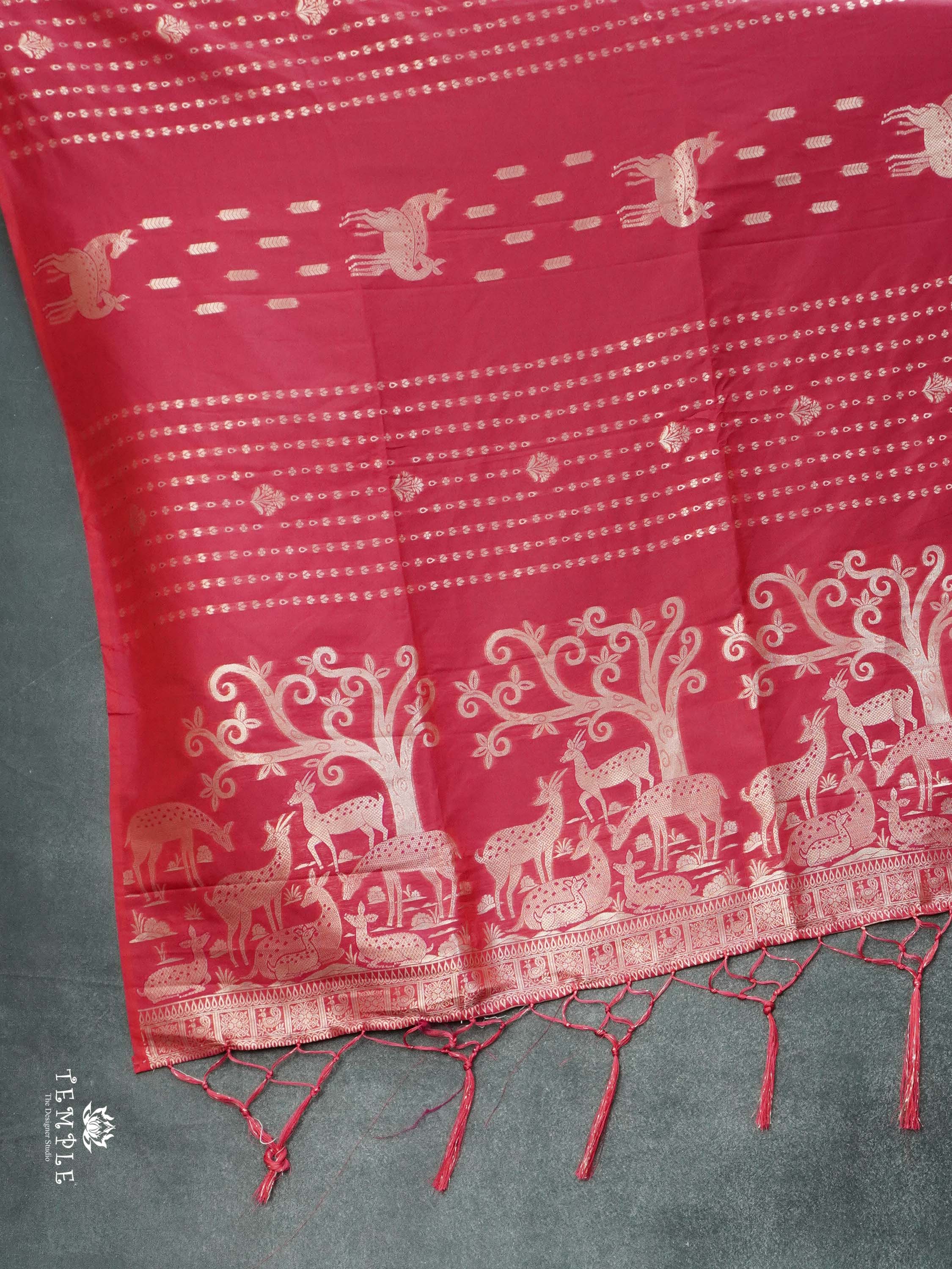 Semi Soft Silk Saree with Deer Motifs | TTDS2648