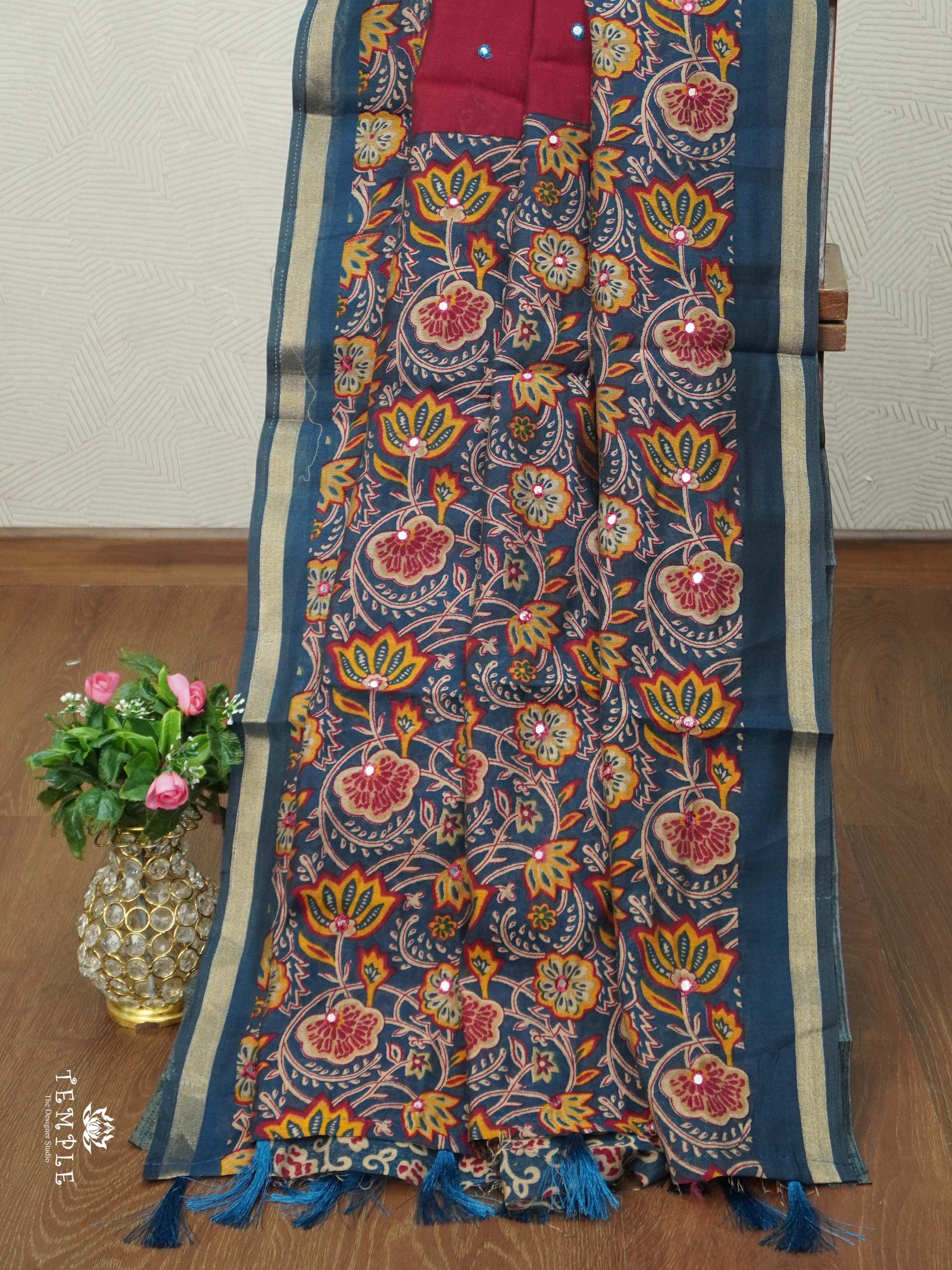 Fancy Soft Cotton Saree (Reddinsh Pink) | TTDS2231