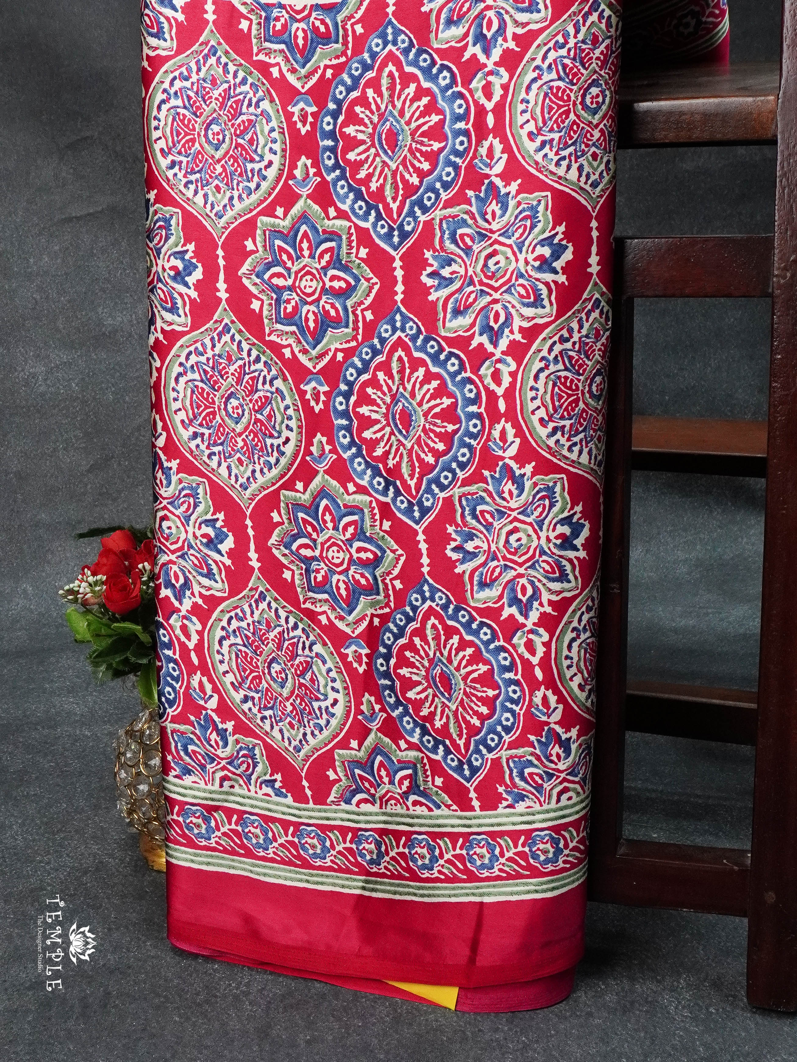 Ajrakh Printed Satin Silk Saree | TTDS1675 | PRE BOOKING