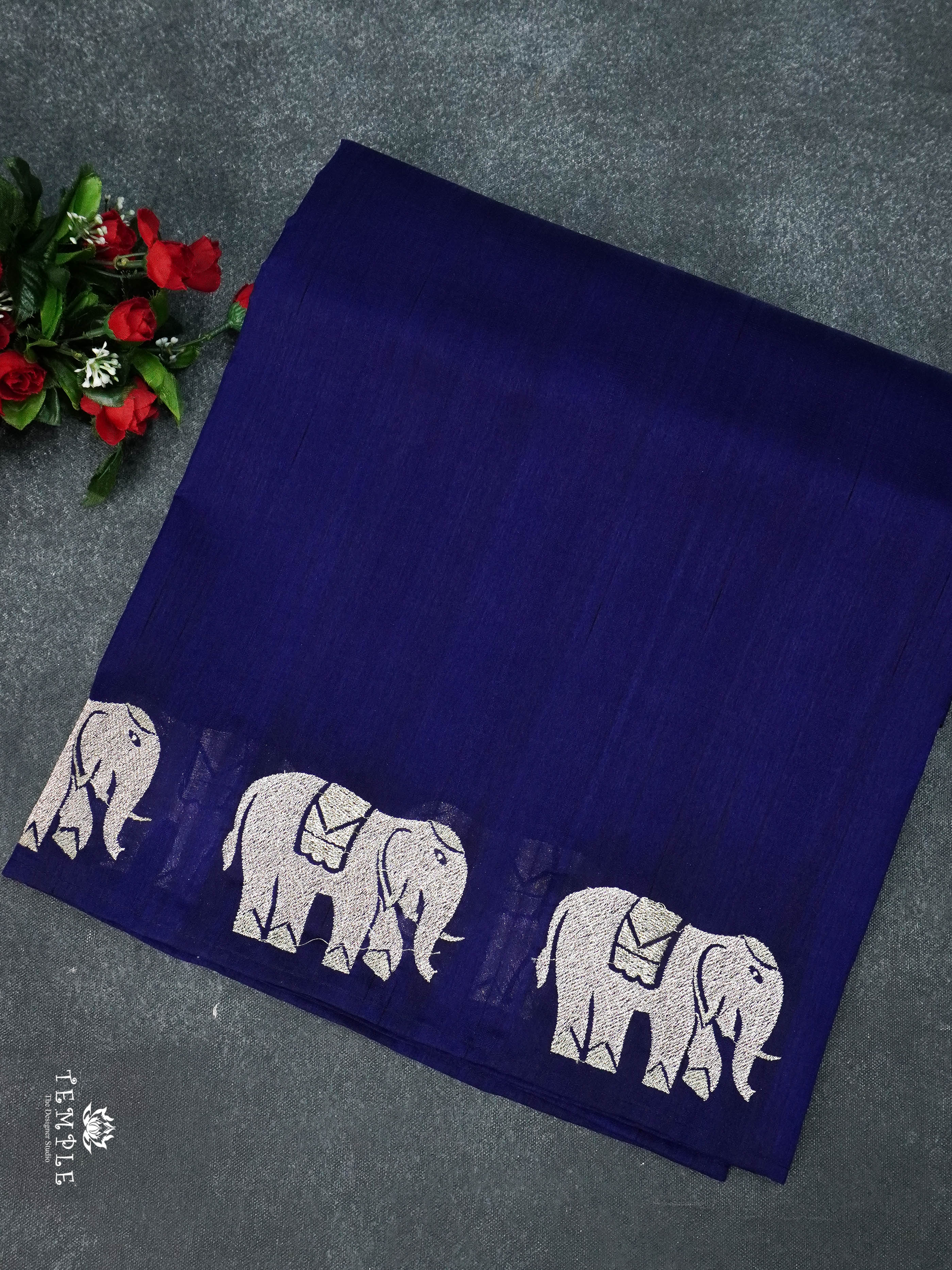 Raw Silk Saree With Elephant Motifs | TTDS1681