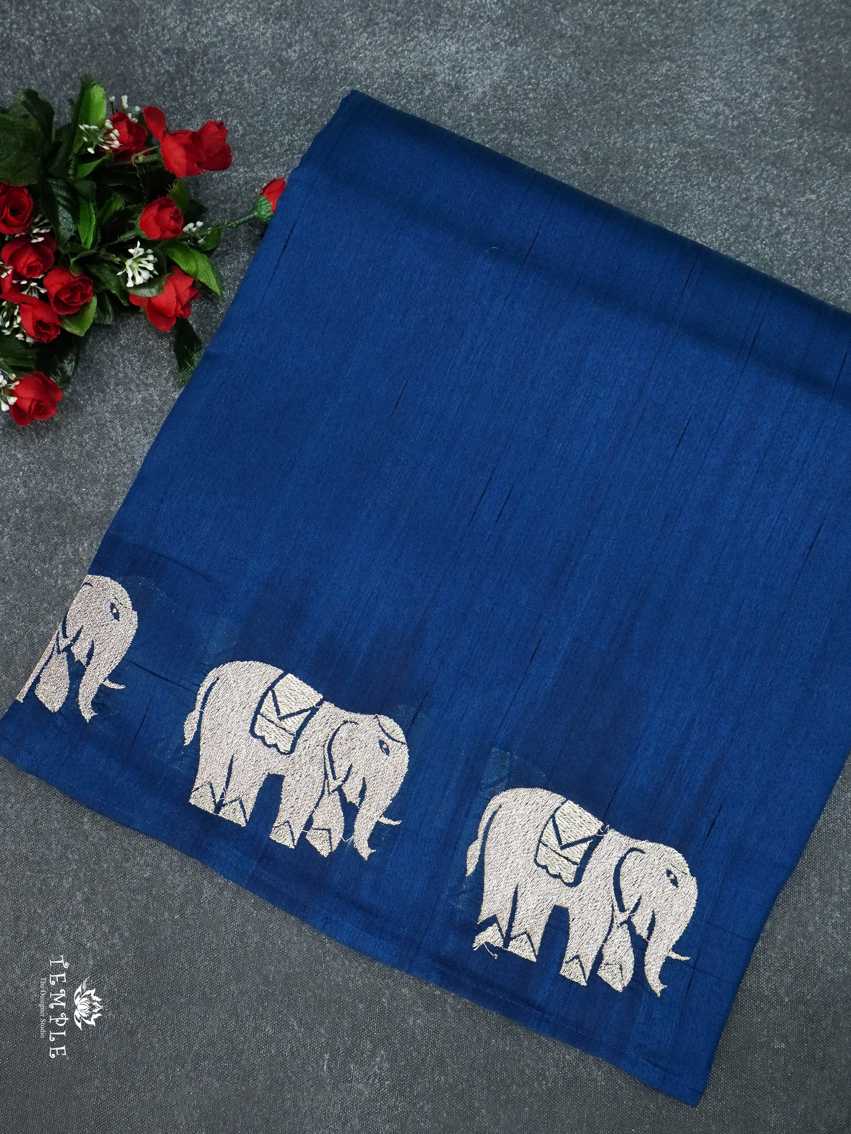 Raw Silk Saree With Elephant Motifs | TTDS1681