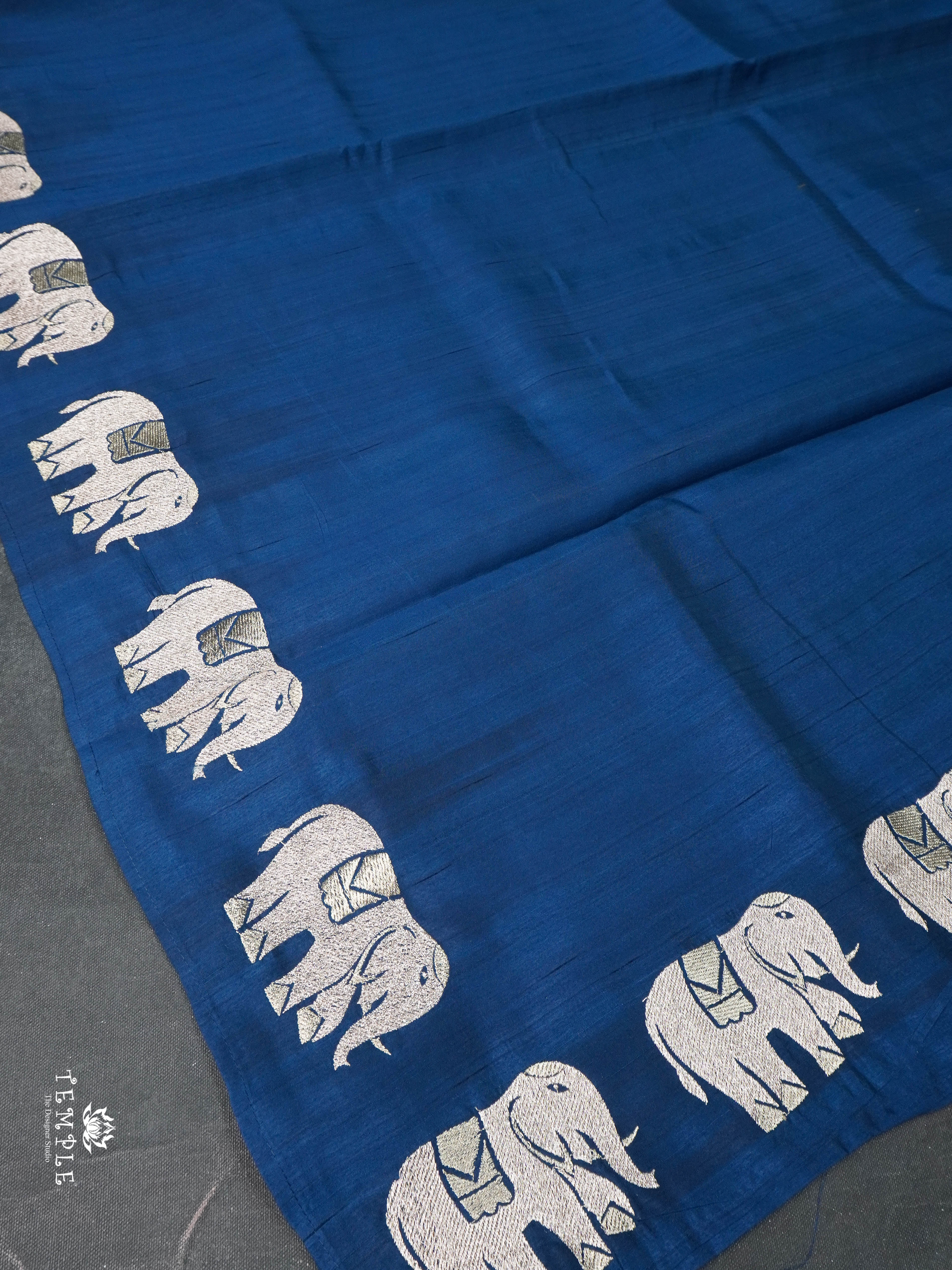 Raw Silk Saree With Elephant Motifs | TTDS1681