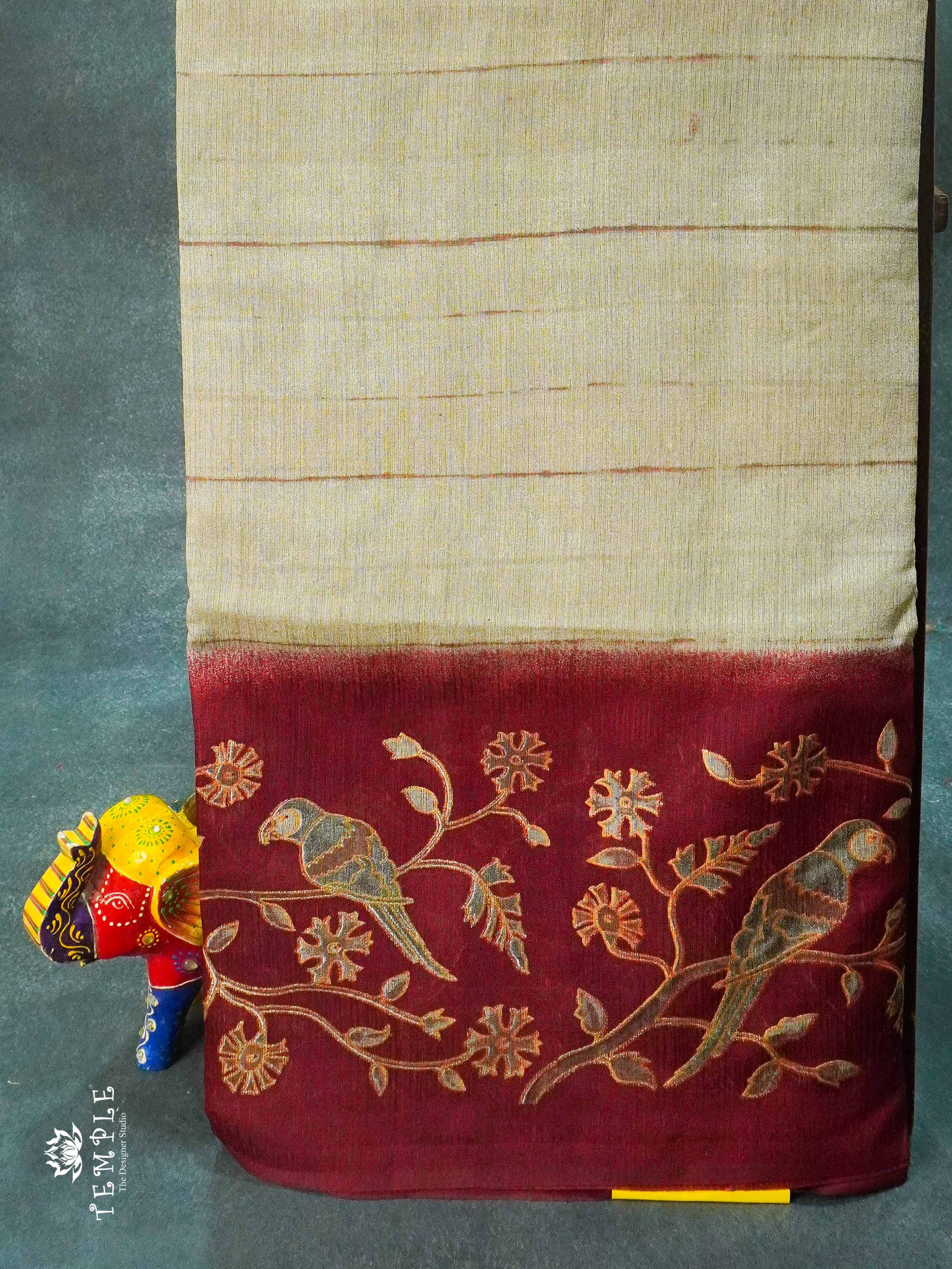 Bamboo Silk Saree (Maroon Border)  | TTDS1273 | Sparkling Deals