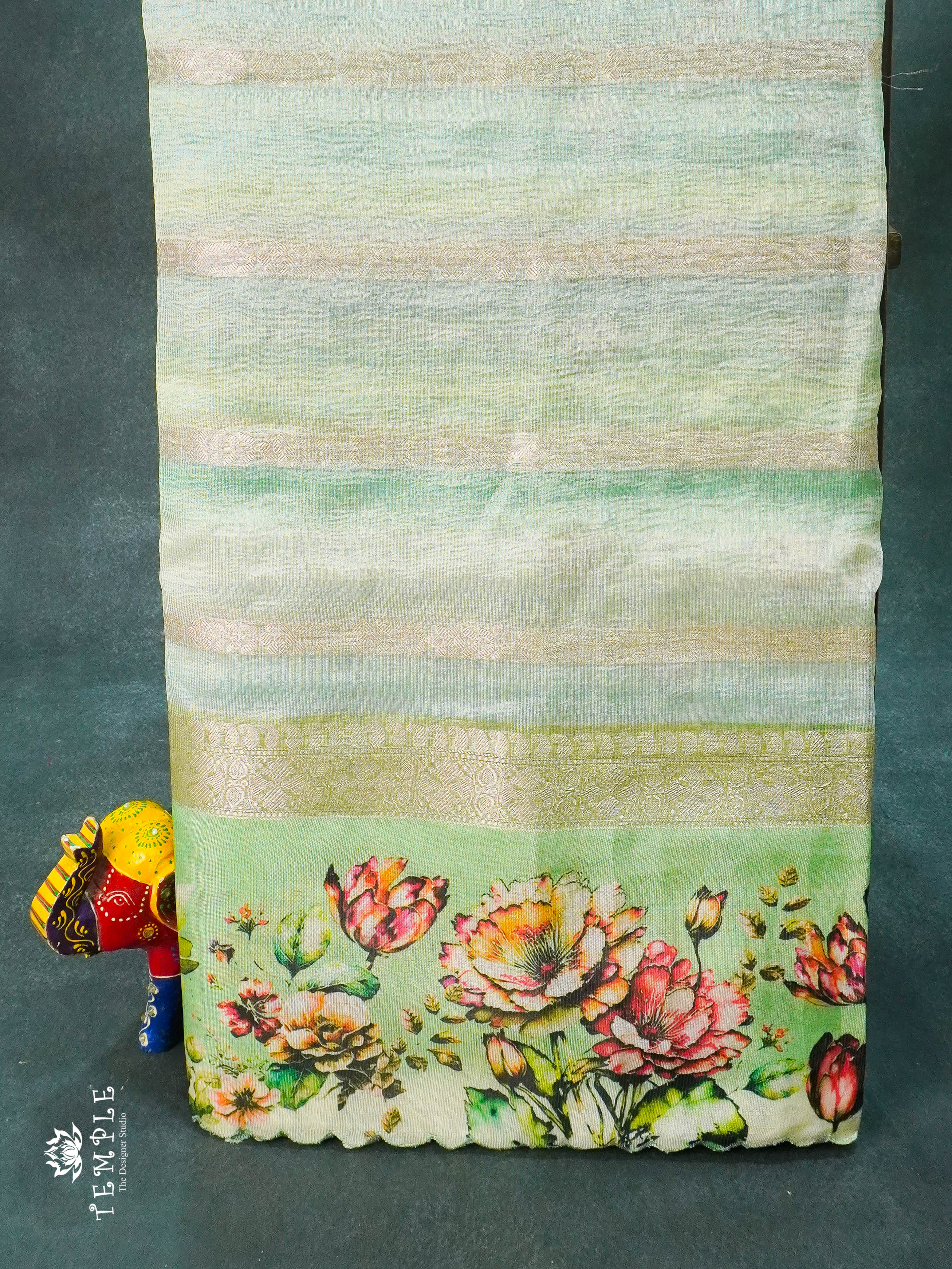 Rainbow Crushed Tissue Saree (Floral Border) | TTDS1278