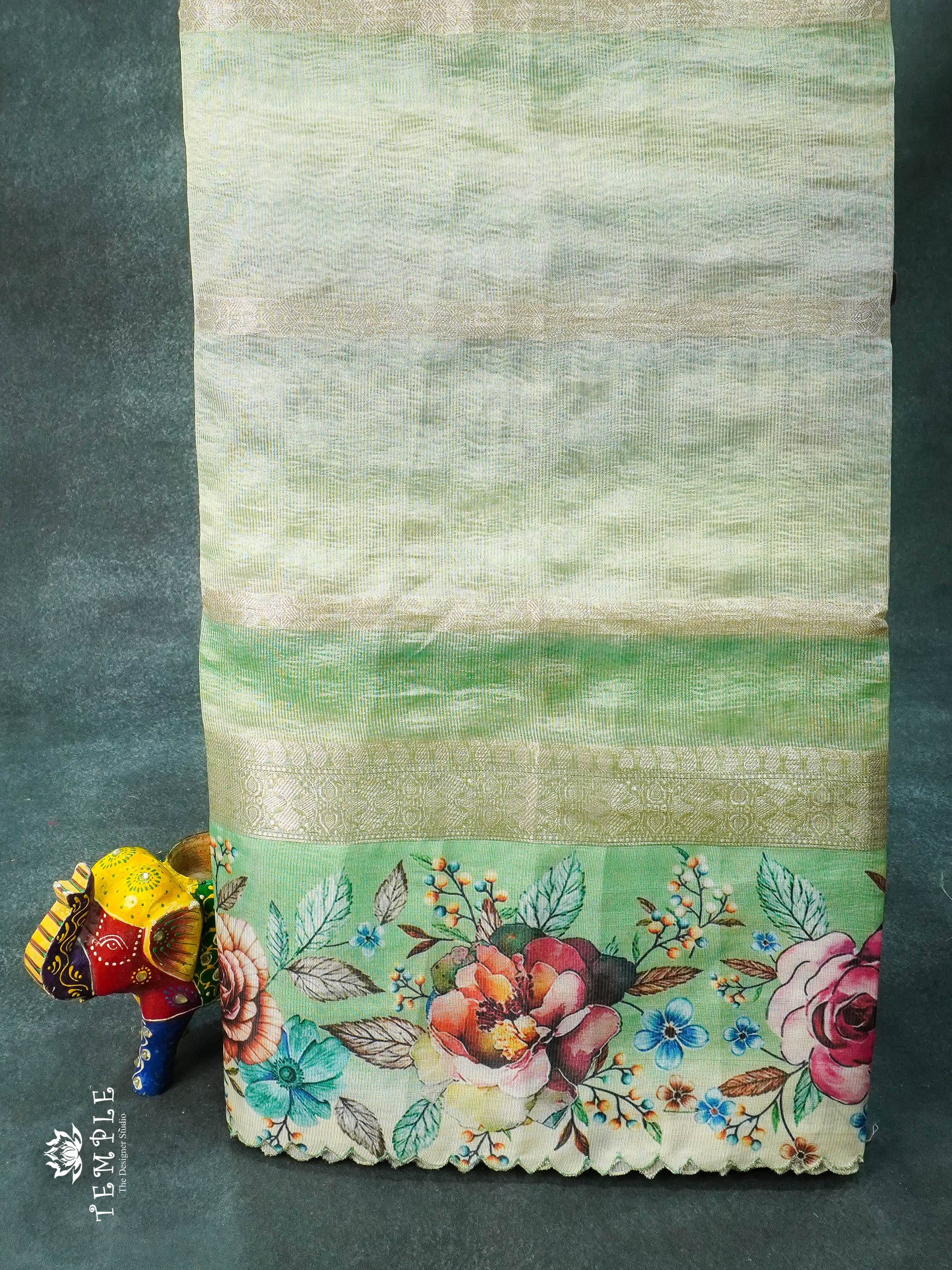 Rainbow Crushed Tissue Saree (Floral Border) | TTDS1279