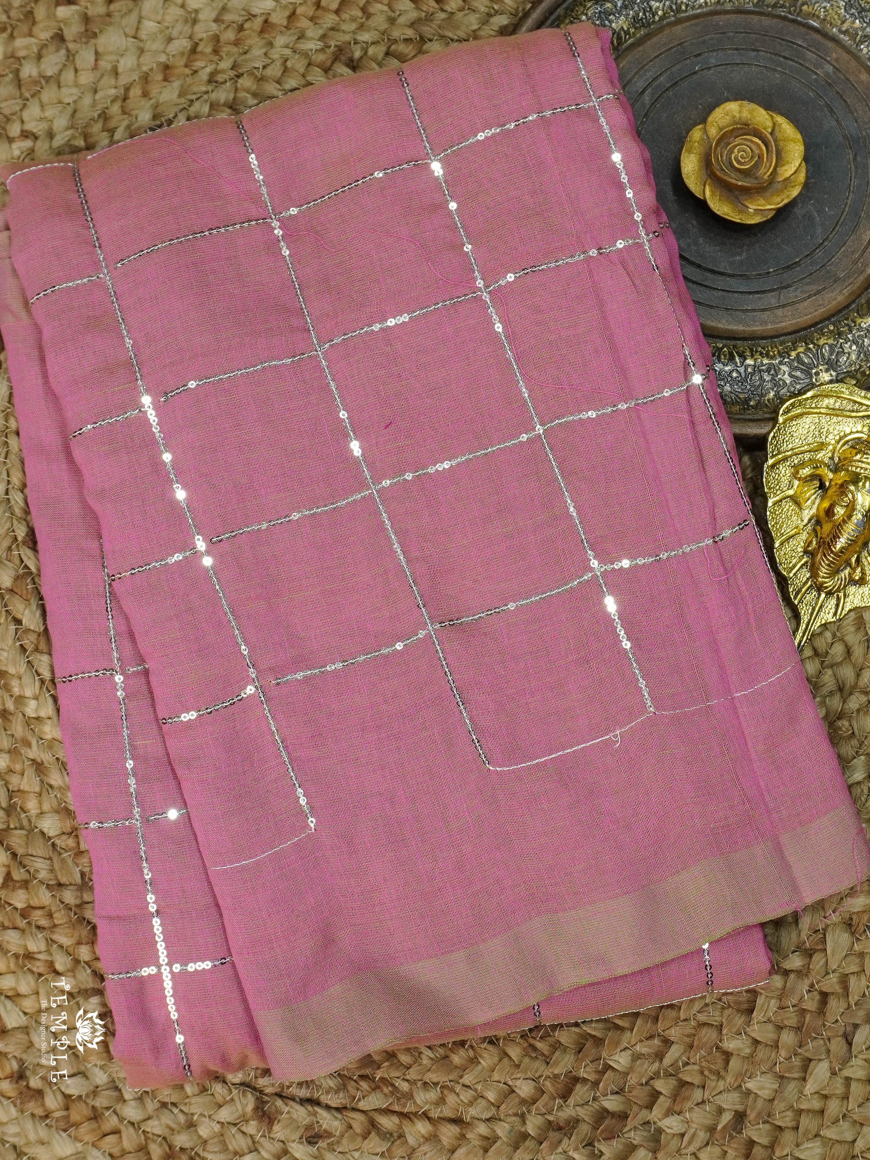 Fancy Cotton Saree With Checked Pattern | TTDS1685