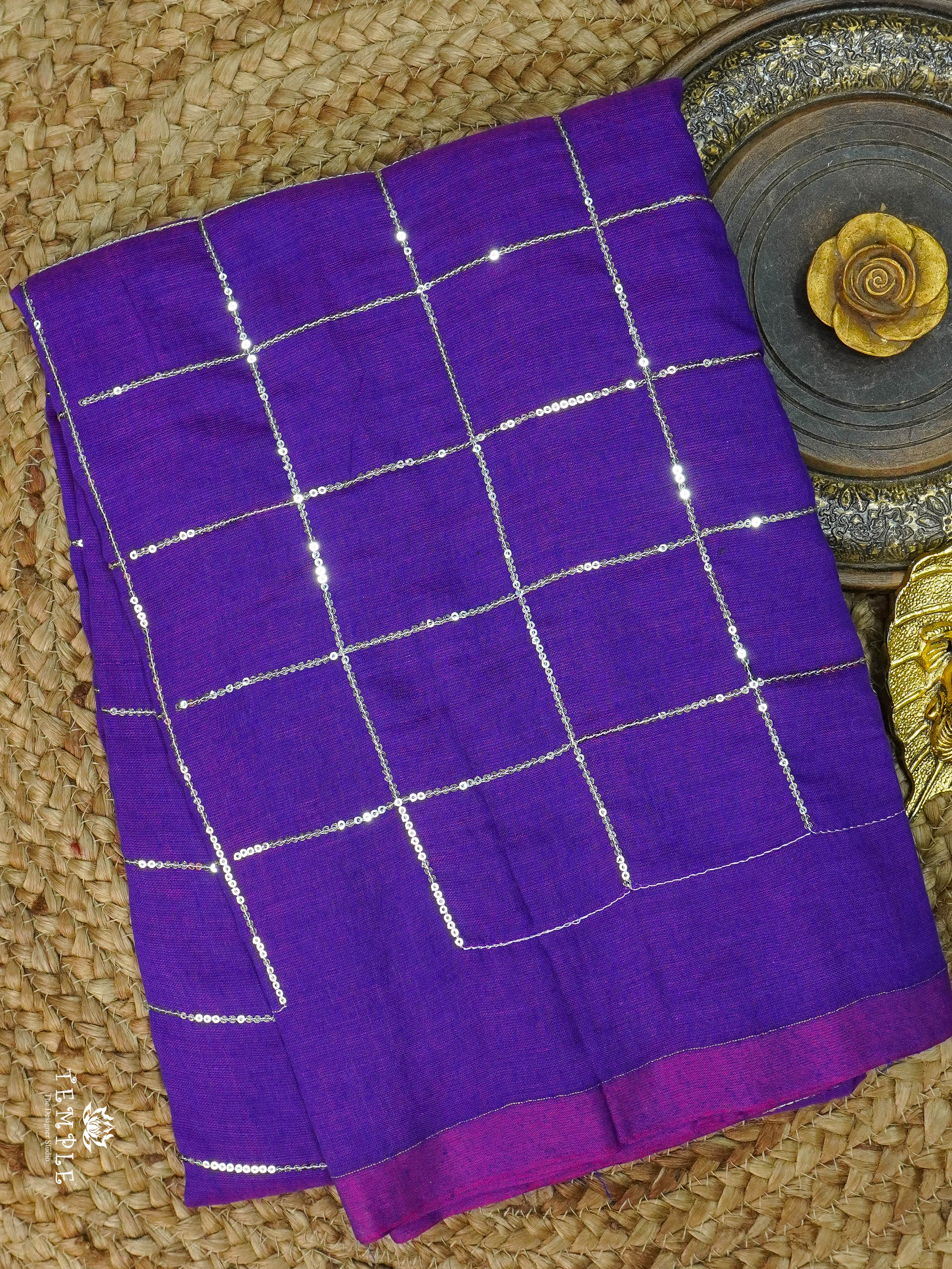 Fancy Cotton Saree With Checked Pattern | TTDS1685