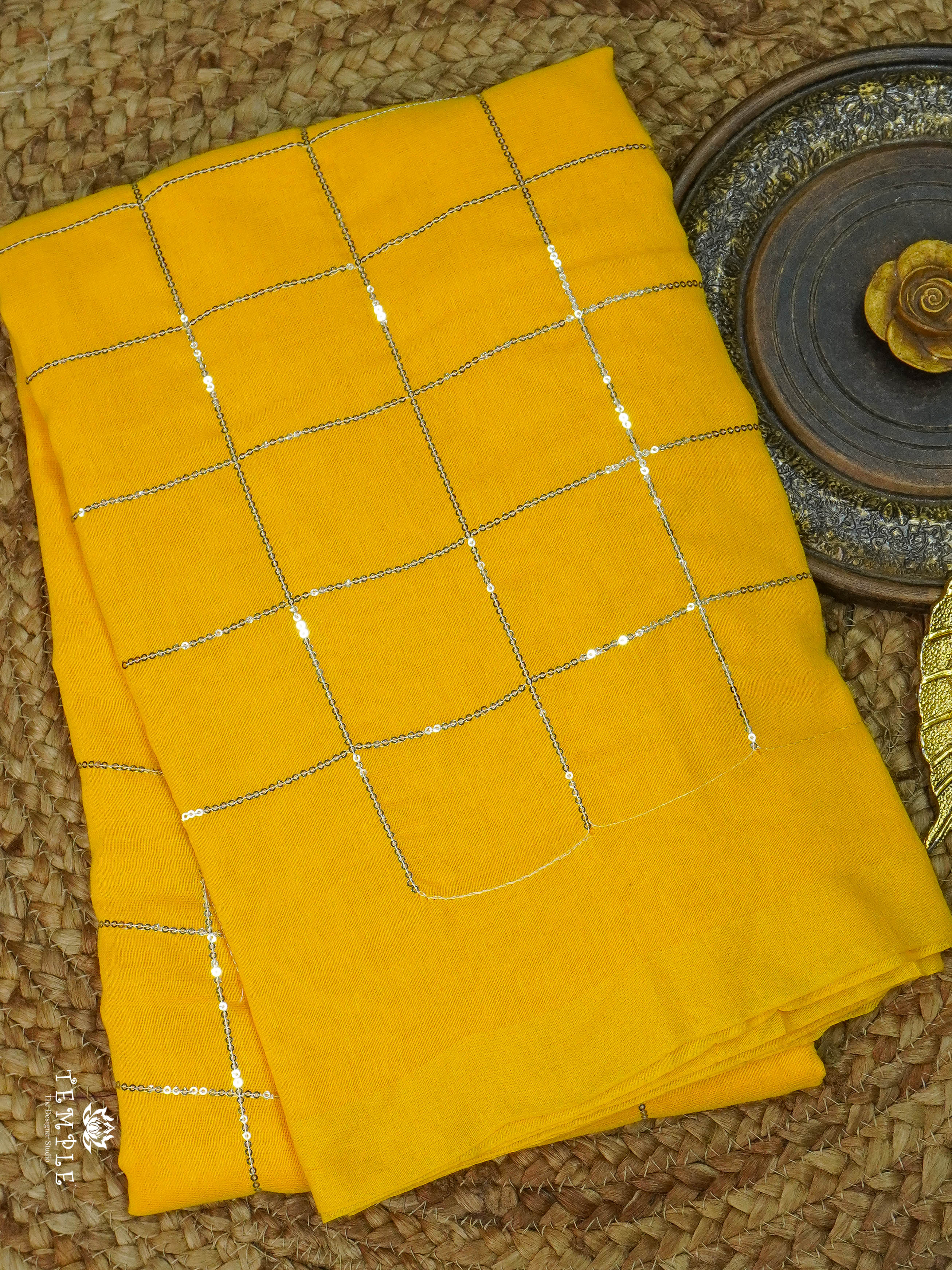 Fancy Cotton Saree With Checked Pattern | TTDS1685