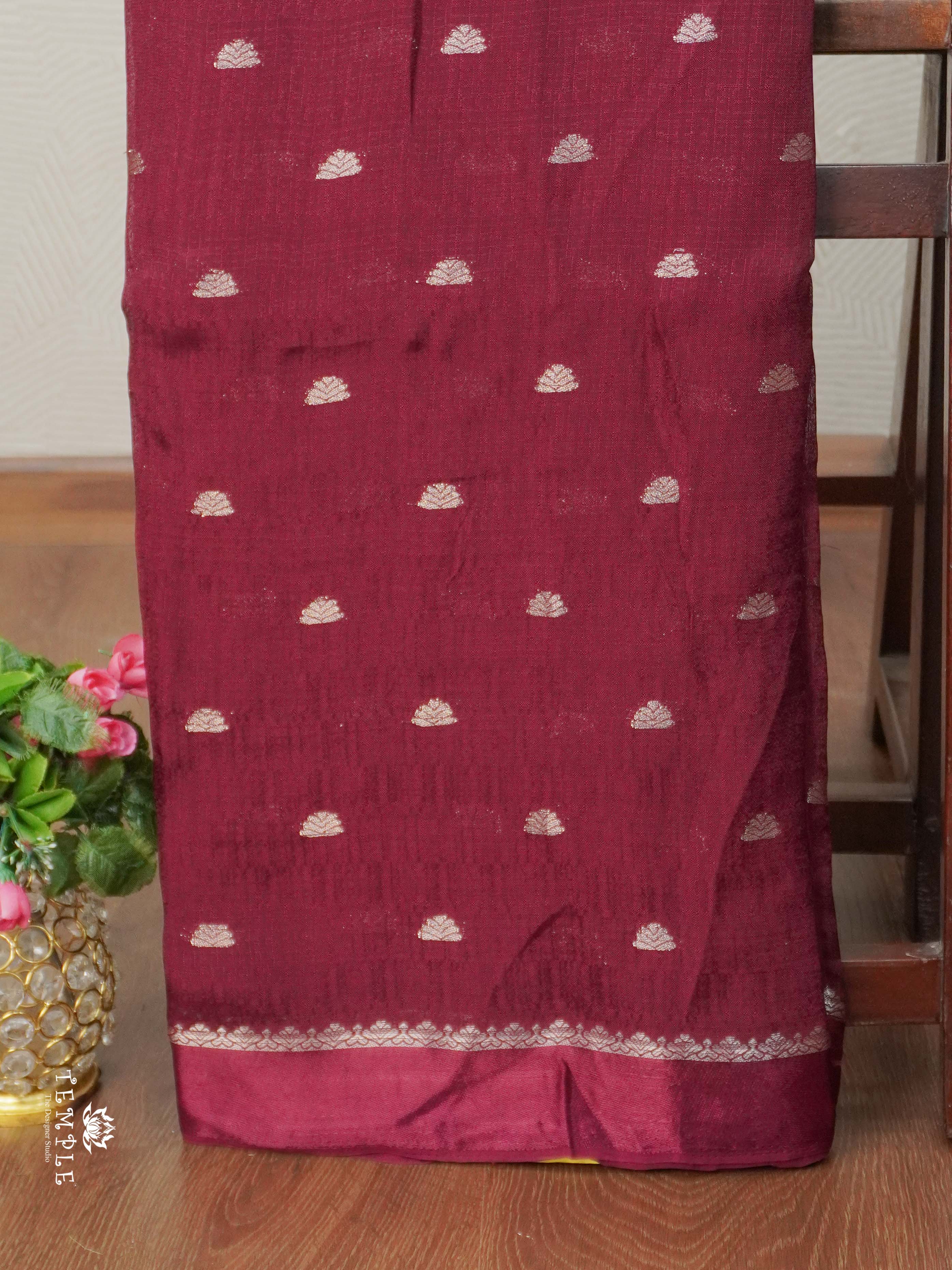Khadi Silk Saree(Wine Colour) | TTDS2664