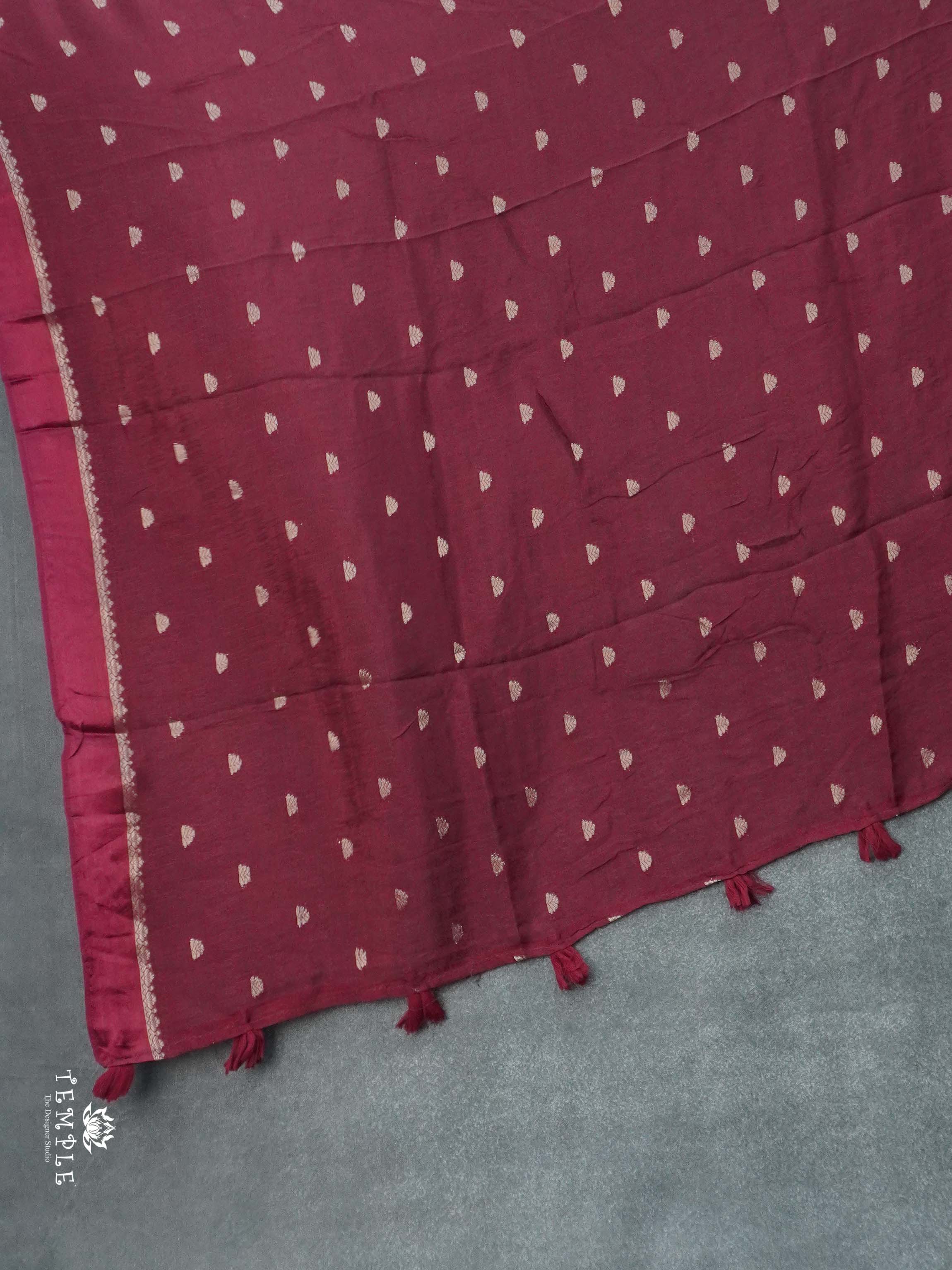 Khadi Silk Saree(Wine Colour) | TTDS2664
