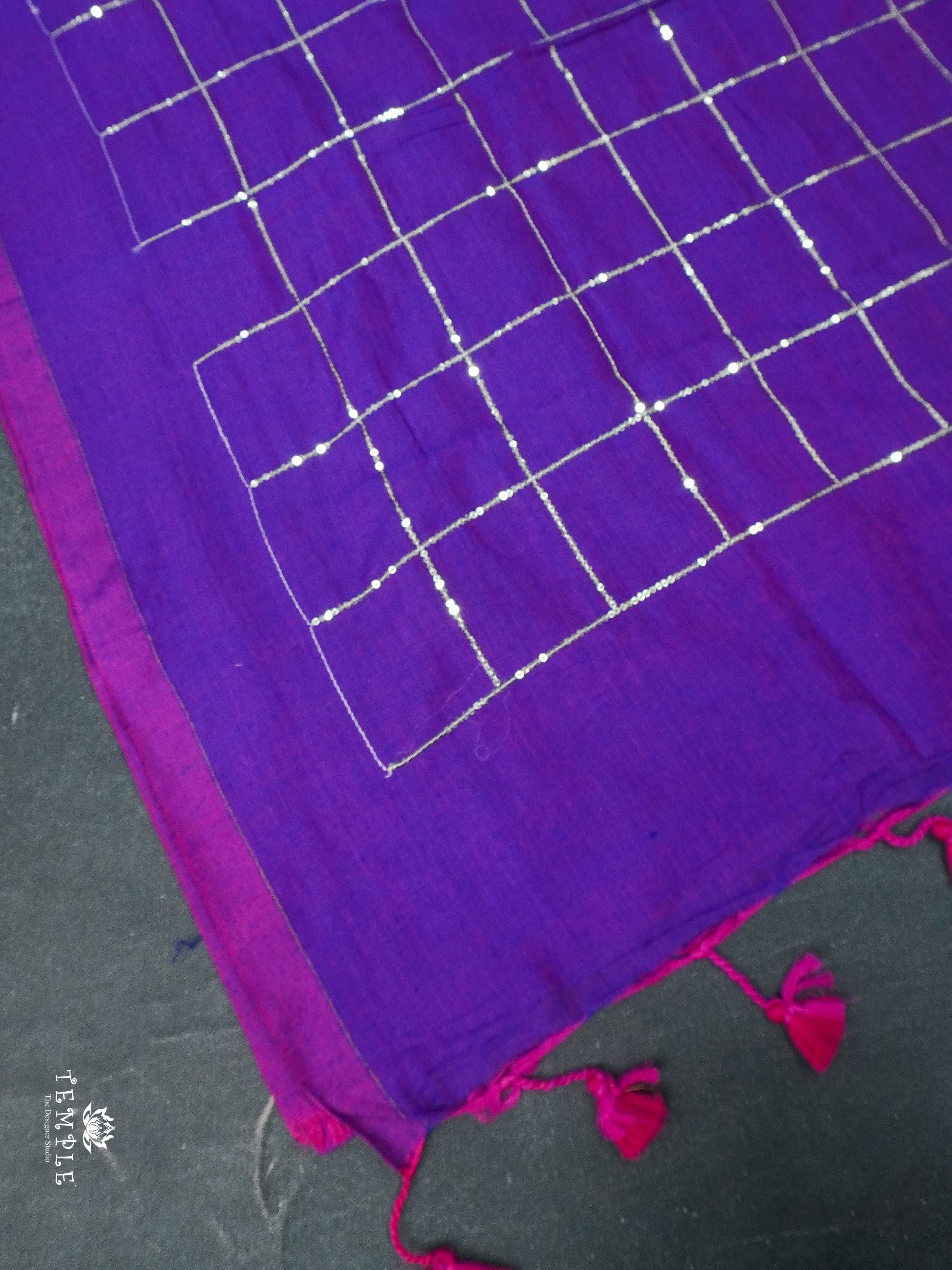 Fancy Cotton Saree With Checked Pattern | TTDS1685