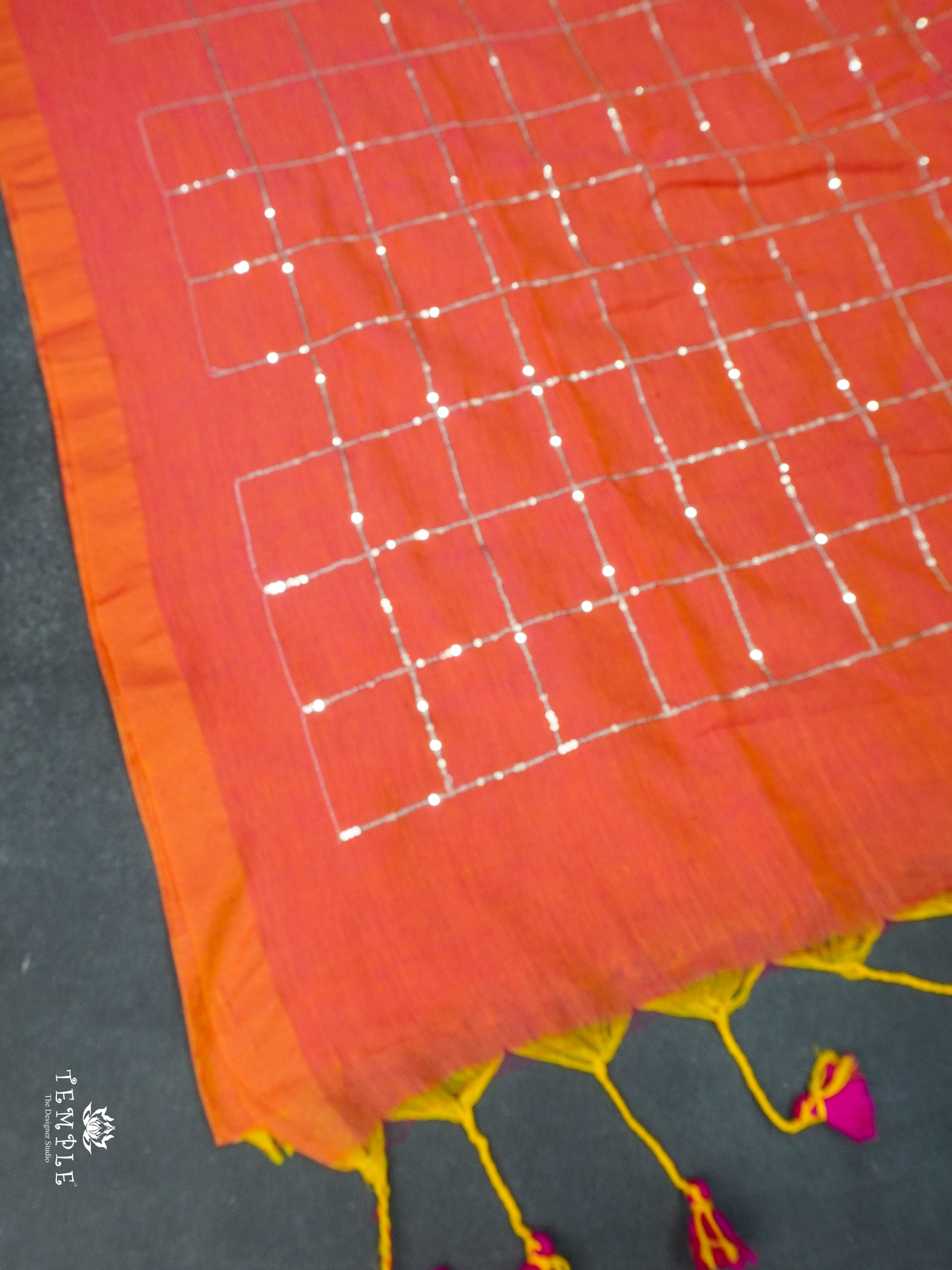 Fancy Cotton Saree With Checked Pattern | TTDS1685