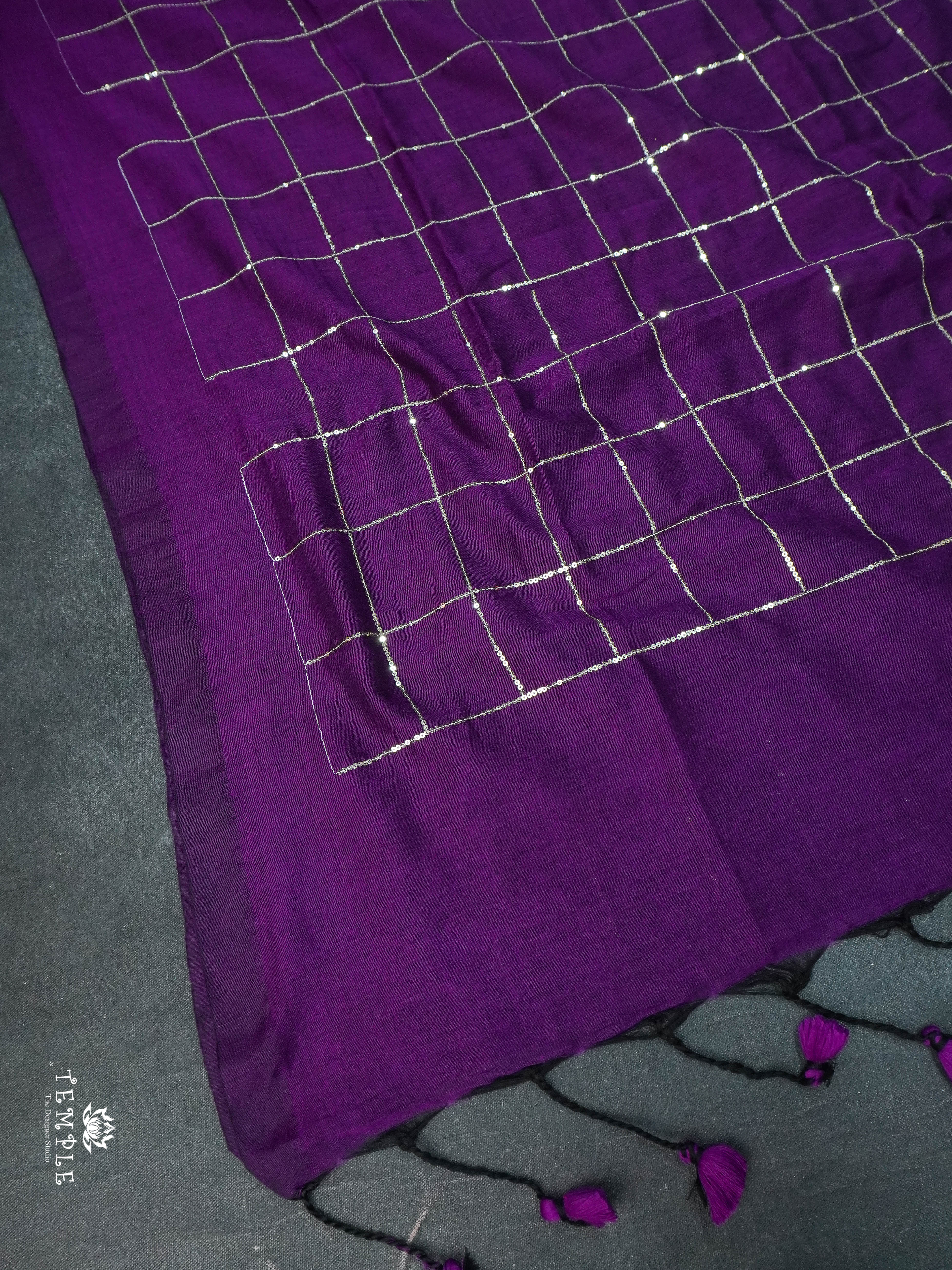 Fancy Cotton Saree With Checked Pattern | TTDS1685