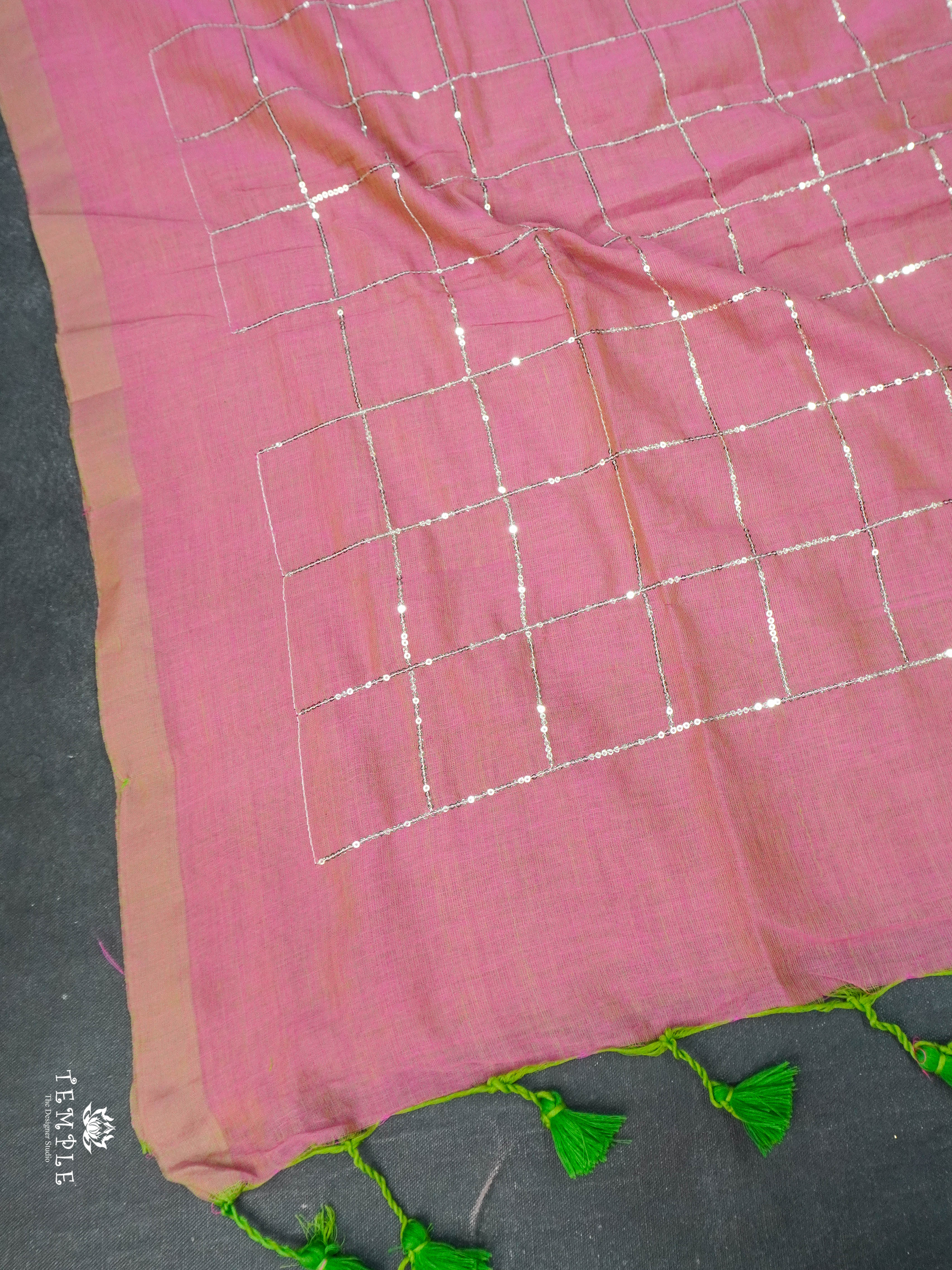 Fancy Cotton Saree With Checked Pattern | TTDS1685