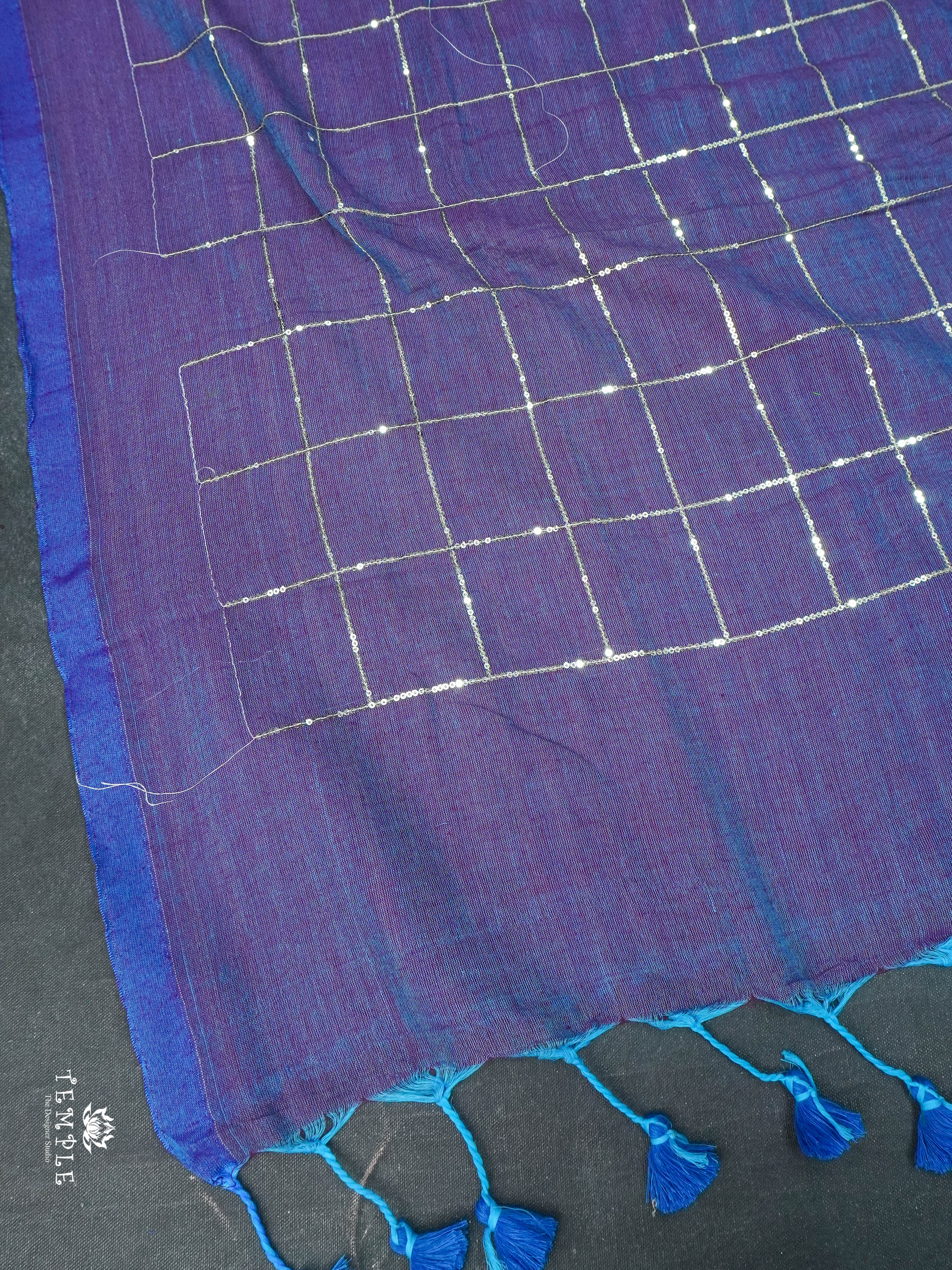 Fancy Cotton Saree With Checked Pattern | TTDS1685