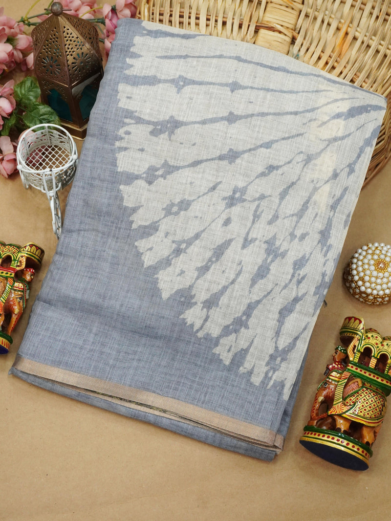 Printed Linen Cotton Saree | TTDS3155