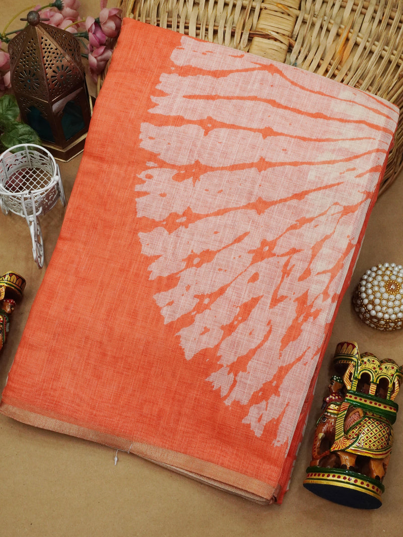 Printed Linen Cotton Saree | TTDS3155