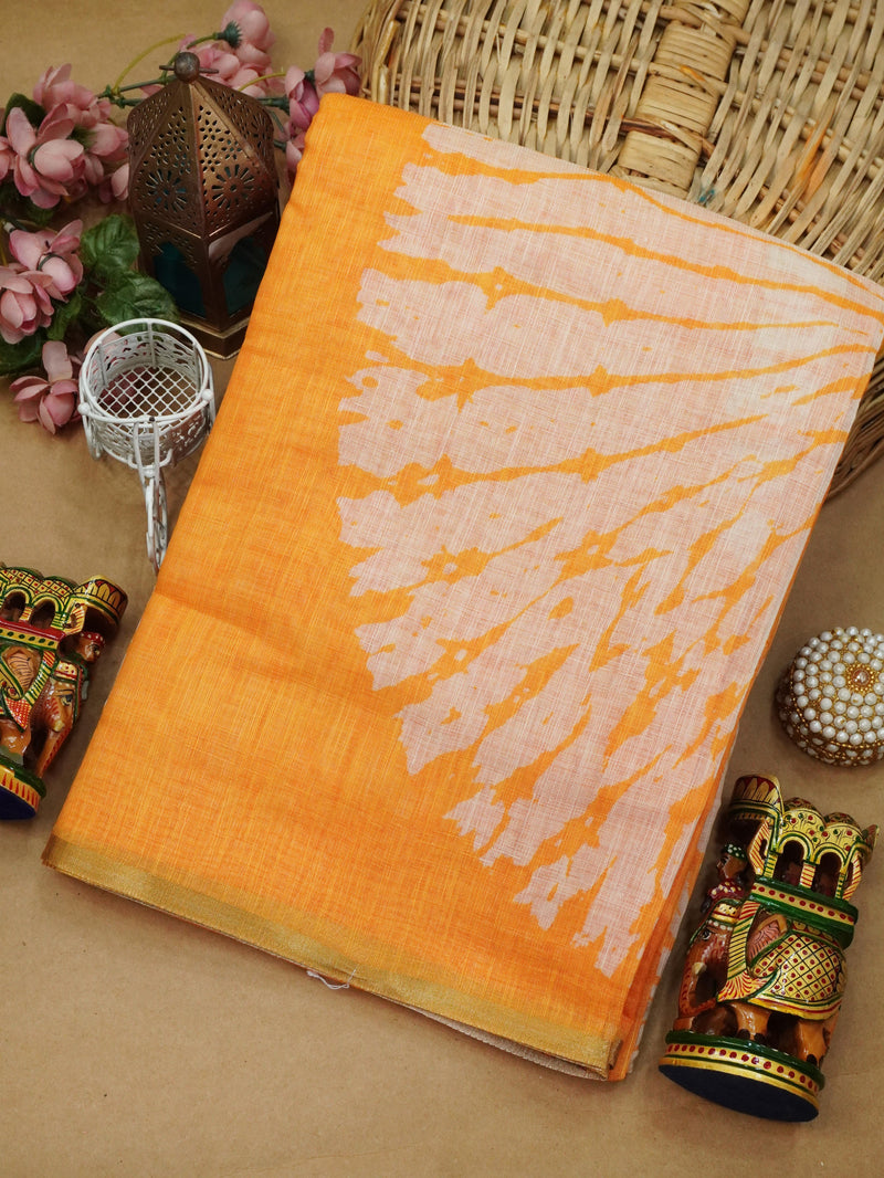 Printed Linen Cotton Saree | TTDS3155