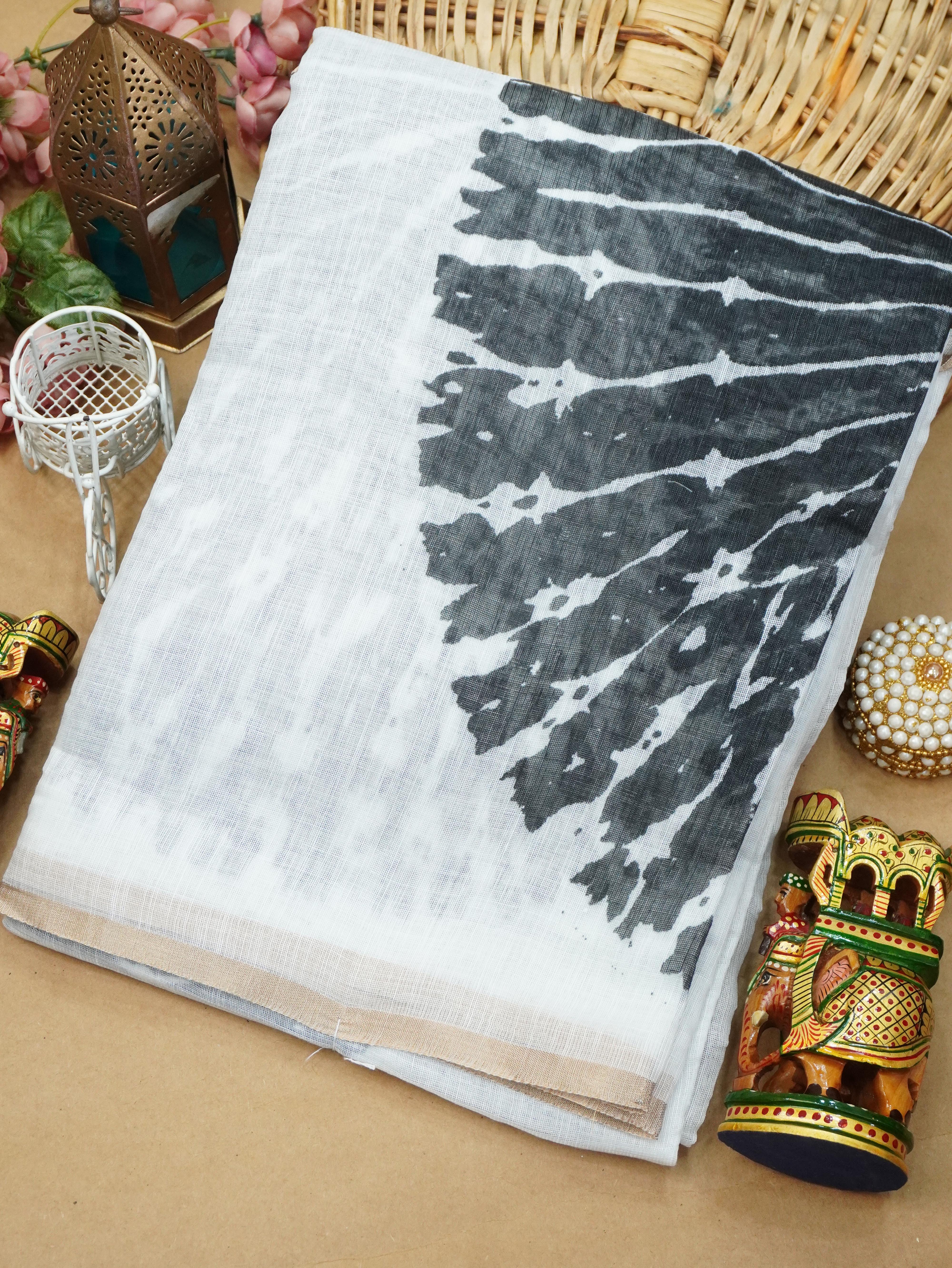 Printed Linen Cotton Saree | TTDS3155