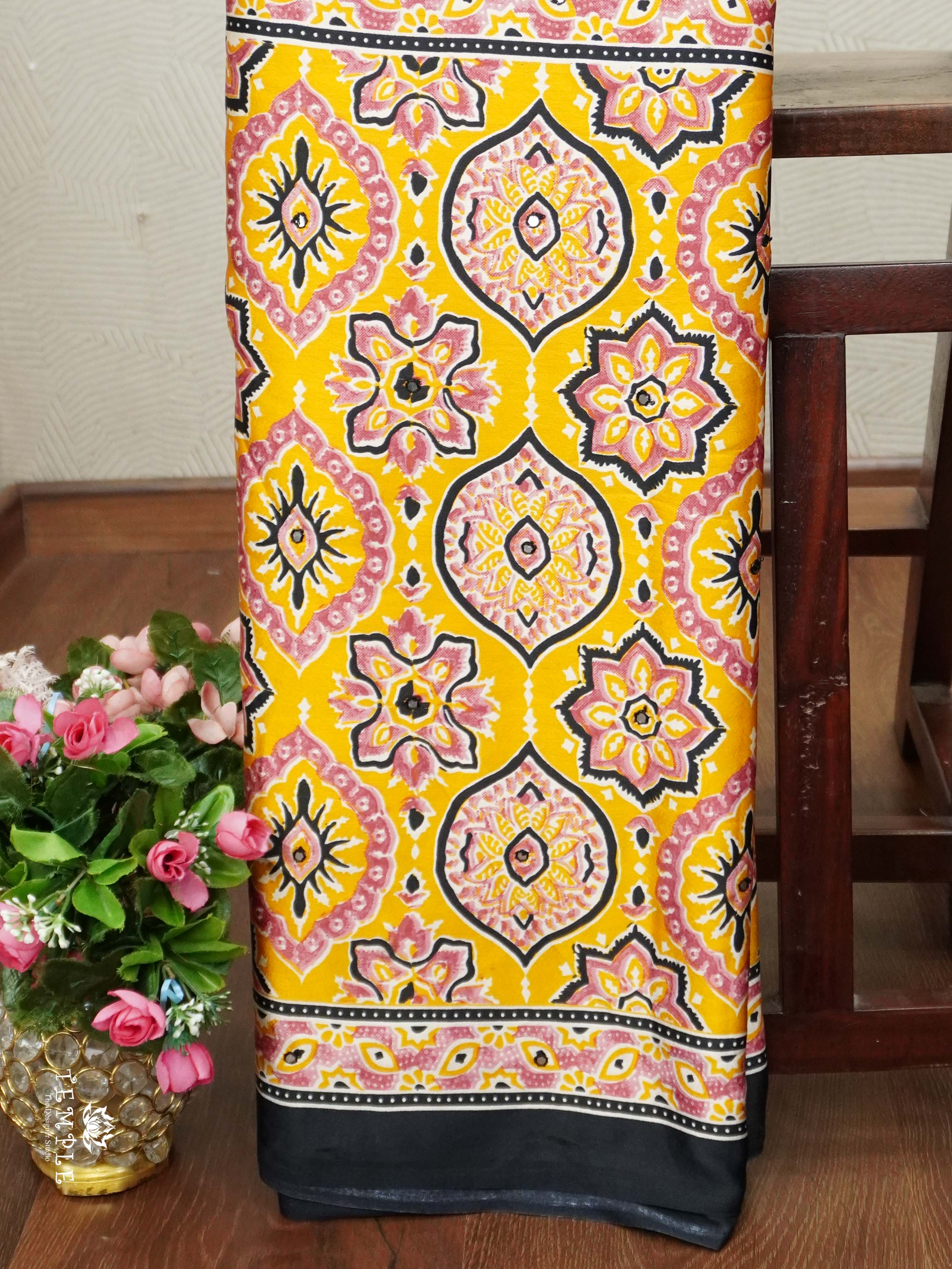 Ajrakh Printed Modal Silk Saree | TTDS2158