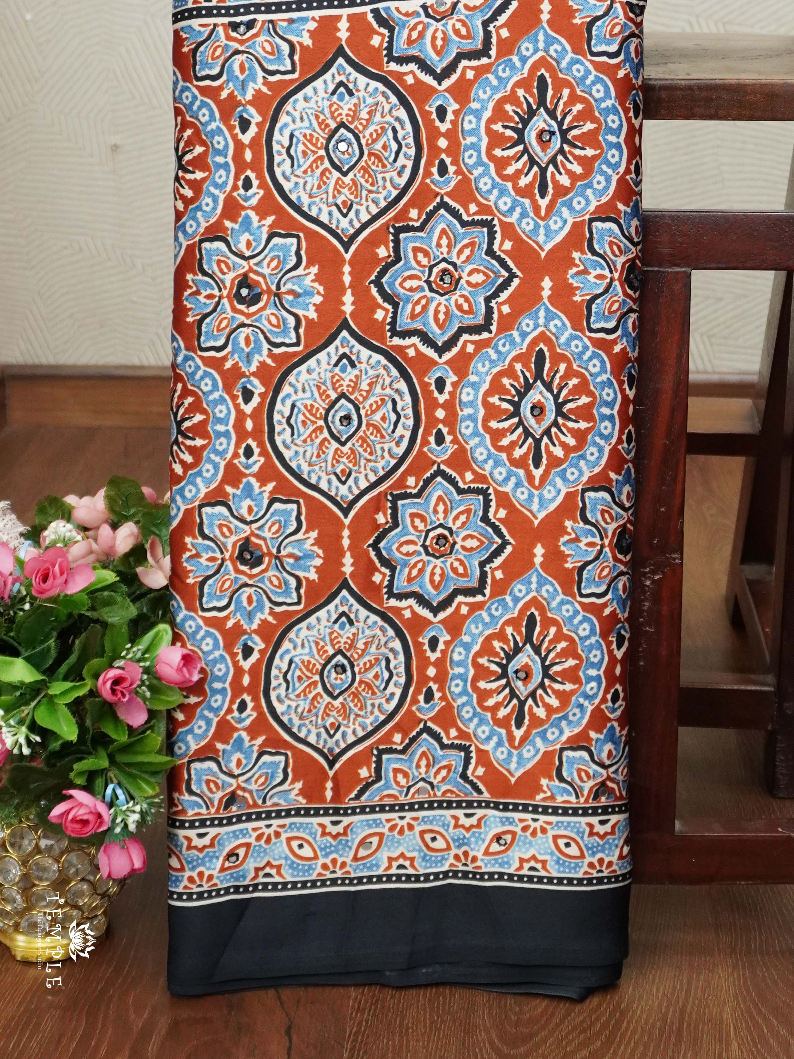 Ajrakh Printed Modal Silk Saree | TTDS2158