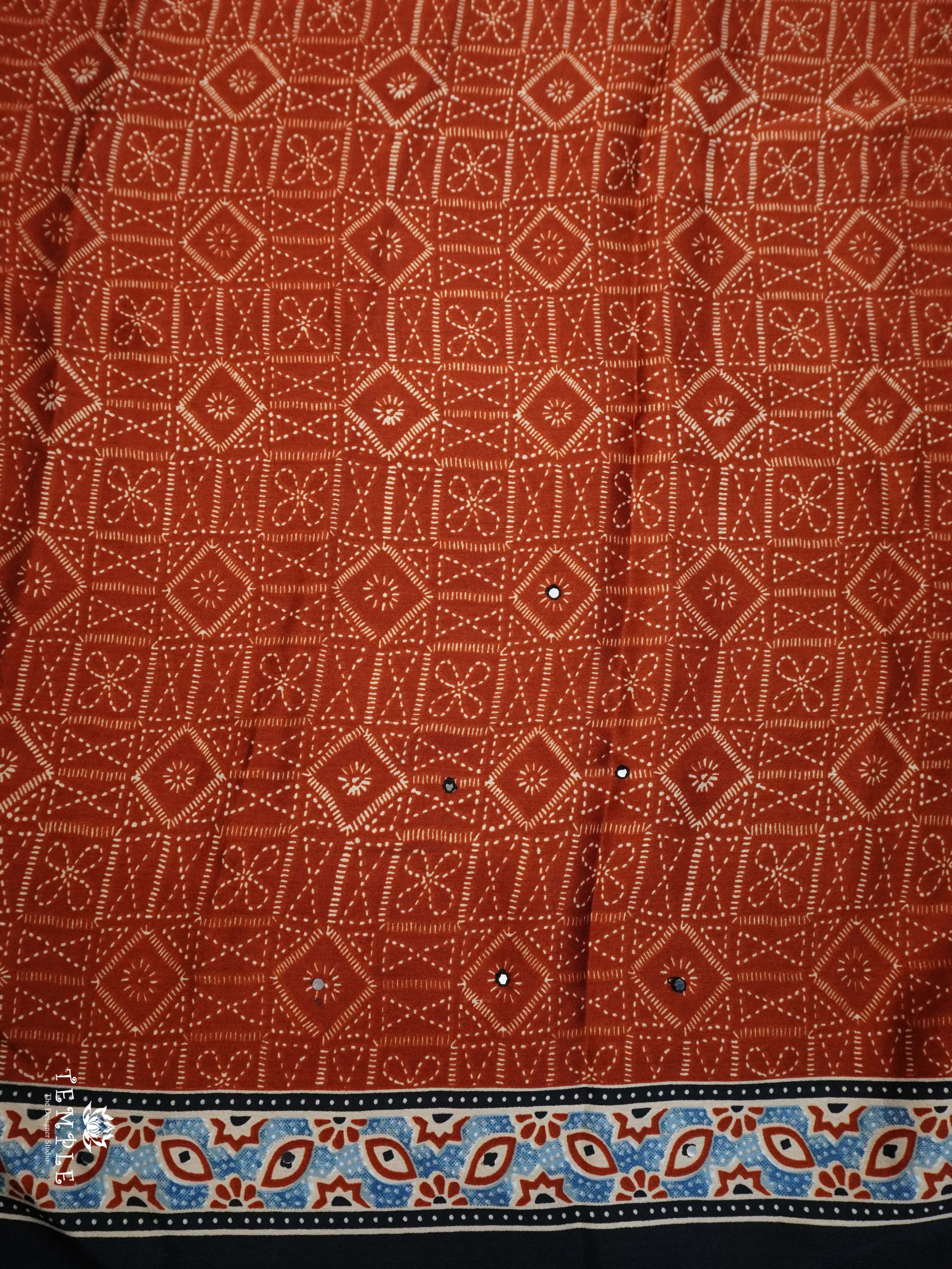 Ajrakh Printed Modal Silk Saree | TTDS2158