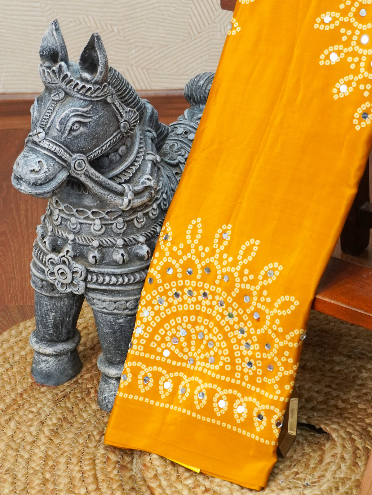 Ajrakh Printed Modal Silk Saree | TTDS3591