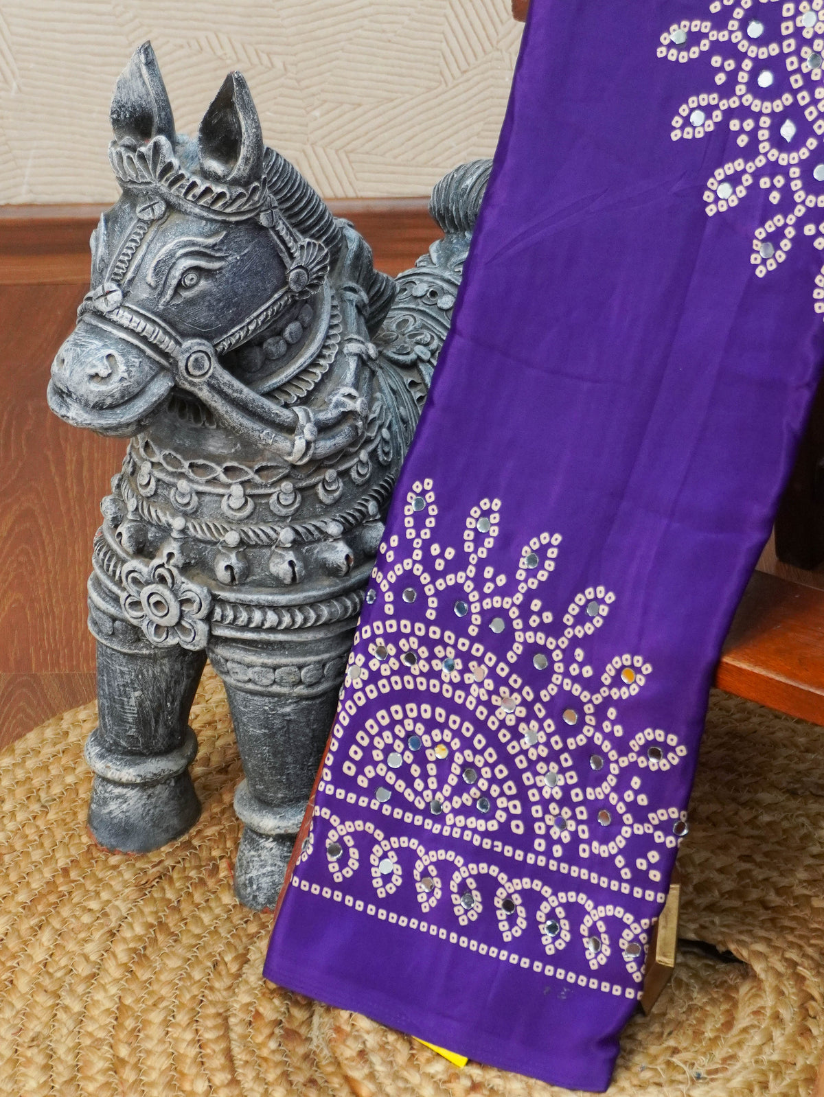Ajrakh Printed Modal Silk Saree | TTDS3591