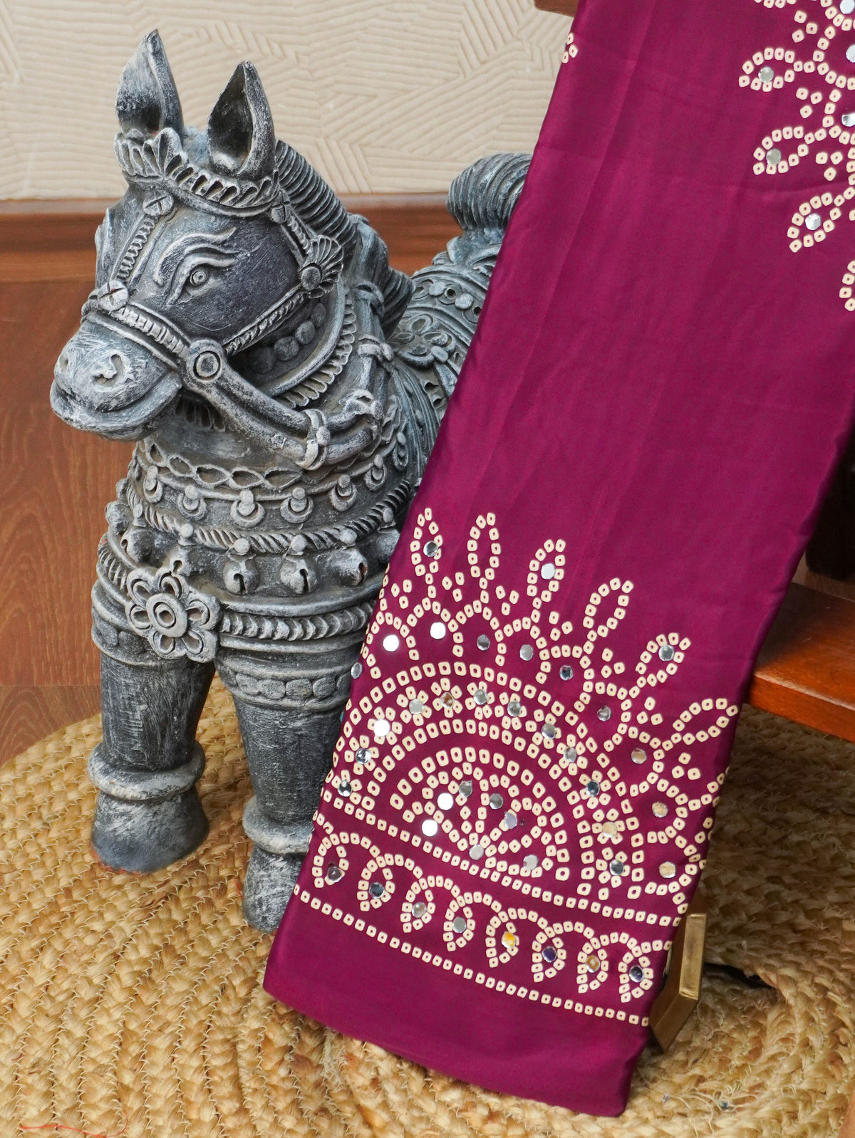 Ajrakh Printed Modal Silk Saree | TTDS3591