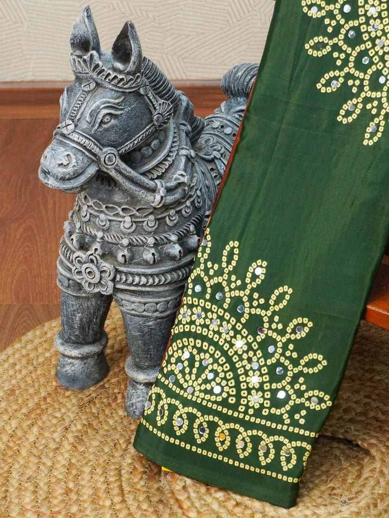 Ajrakh Printed Modal Silk Saree | TTDS3591