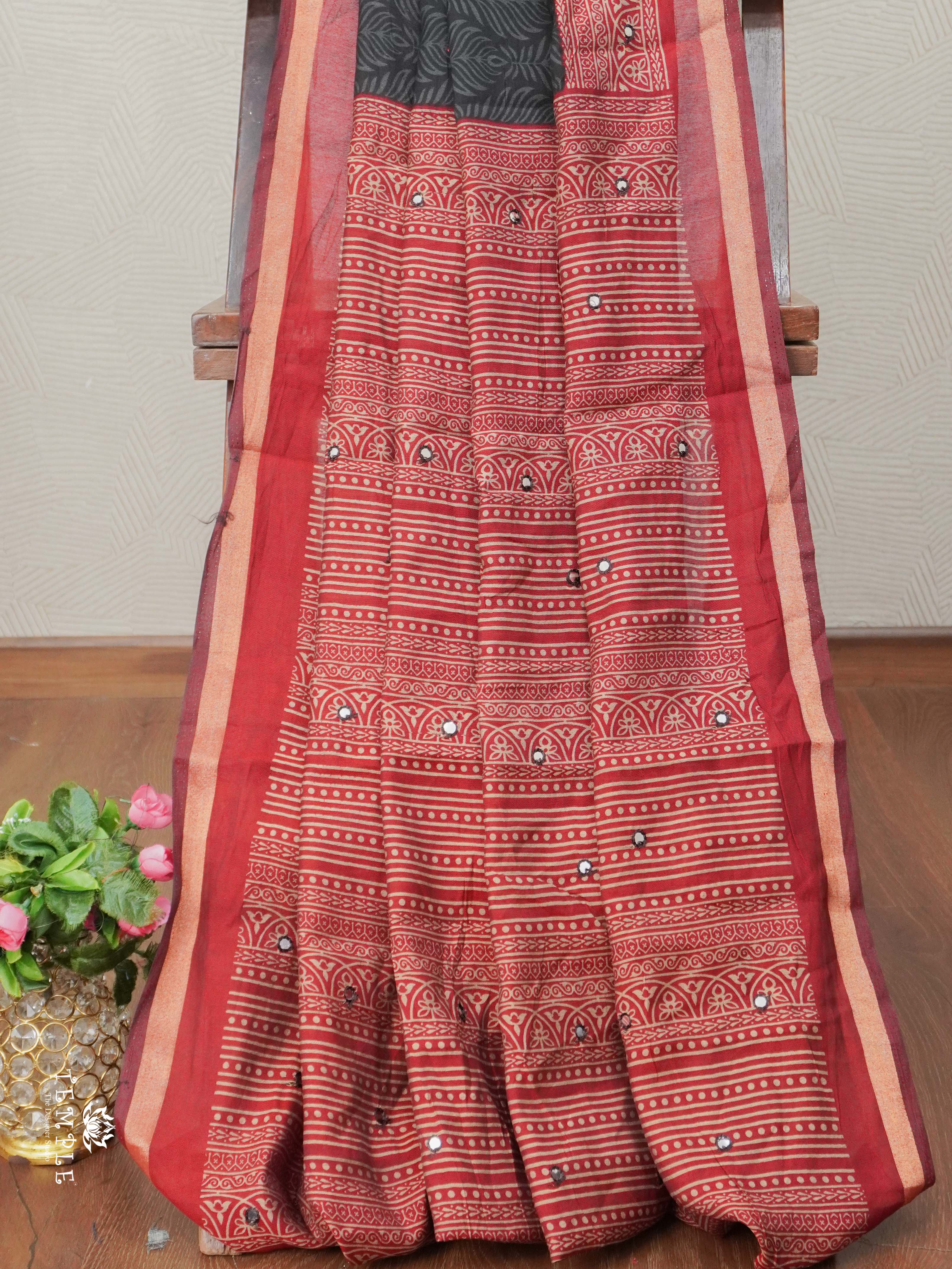 Fancy Cotton Saree With Mirror Work | TTDS2670