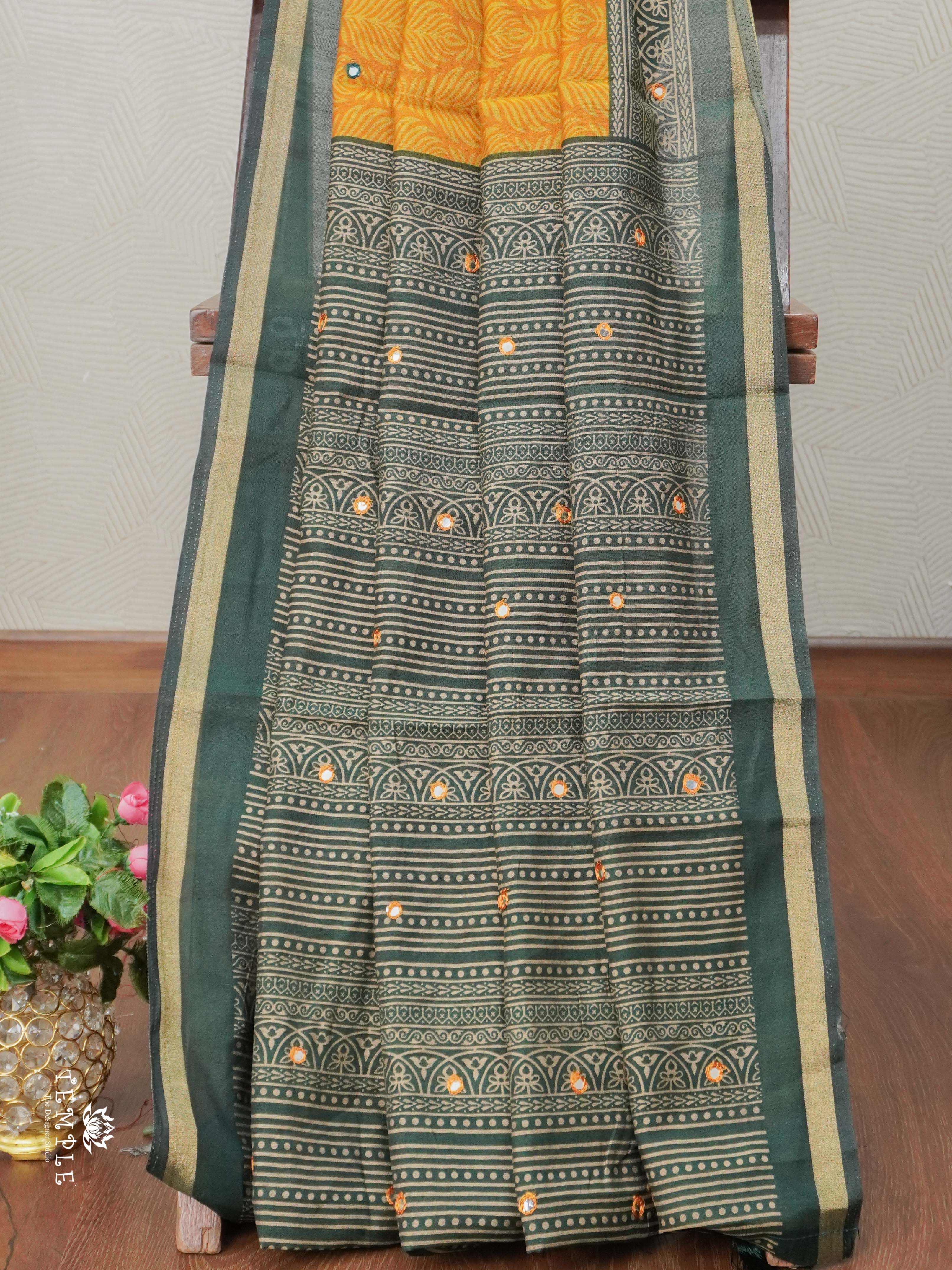 Fancy Cotton Saree With Mirror Work | TTDS2670