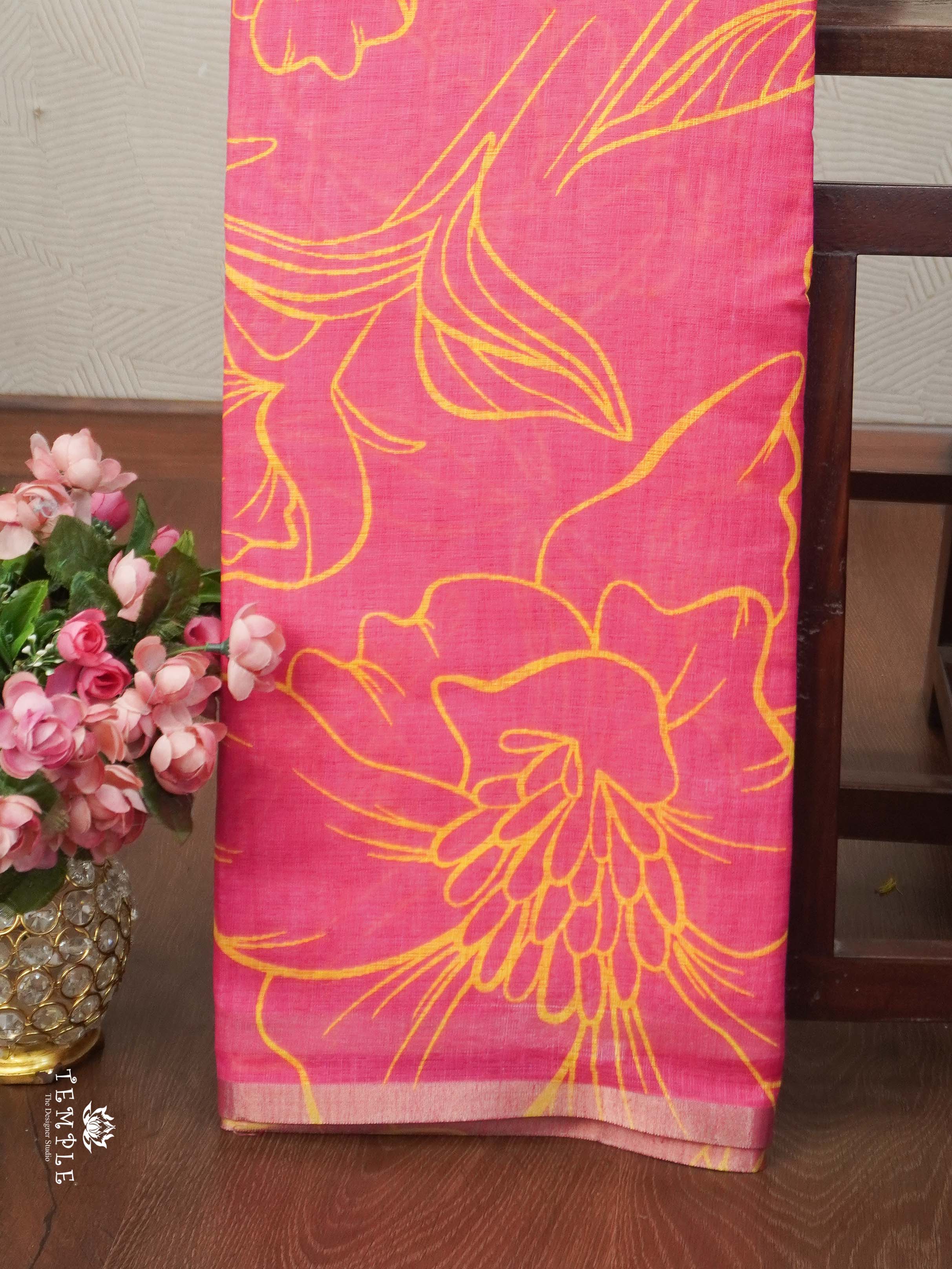 Printed Chanderi  Cotton Saree | TTDS2170