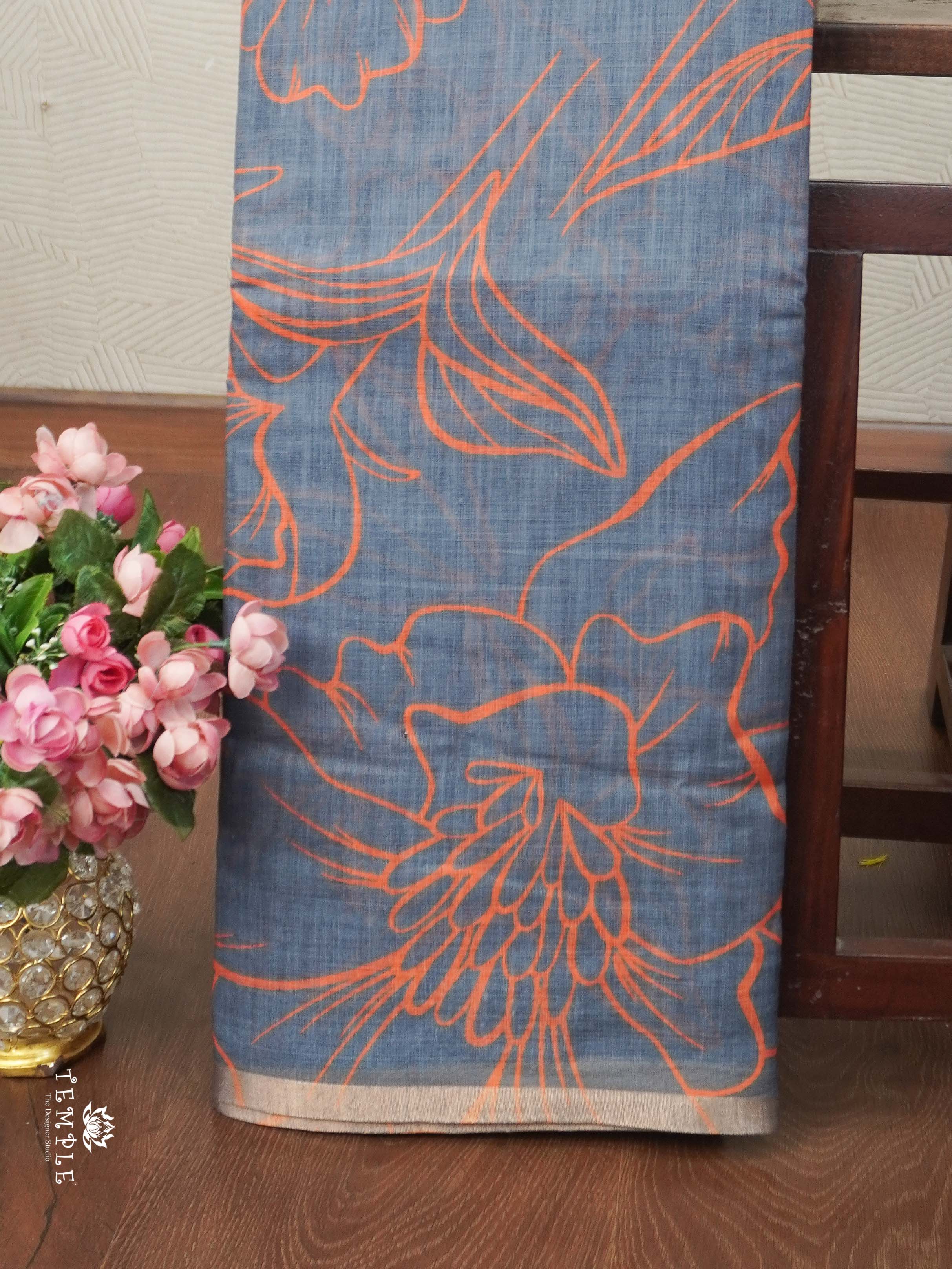 Printed Chanderi  Cotton Saree | TTDS2170