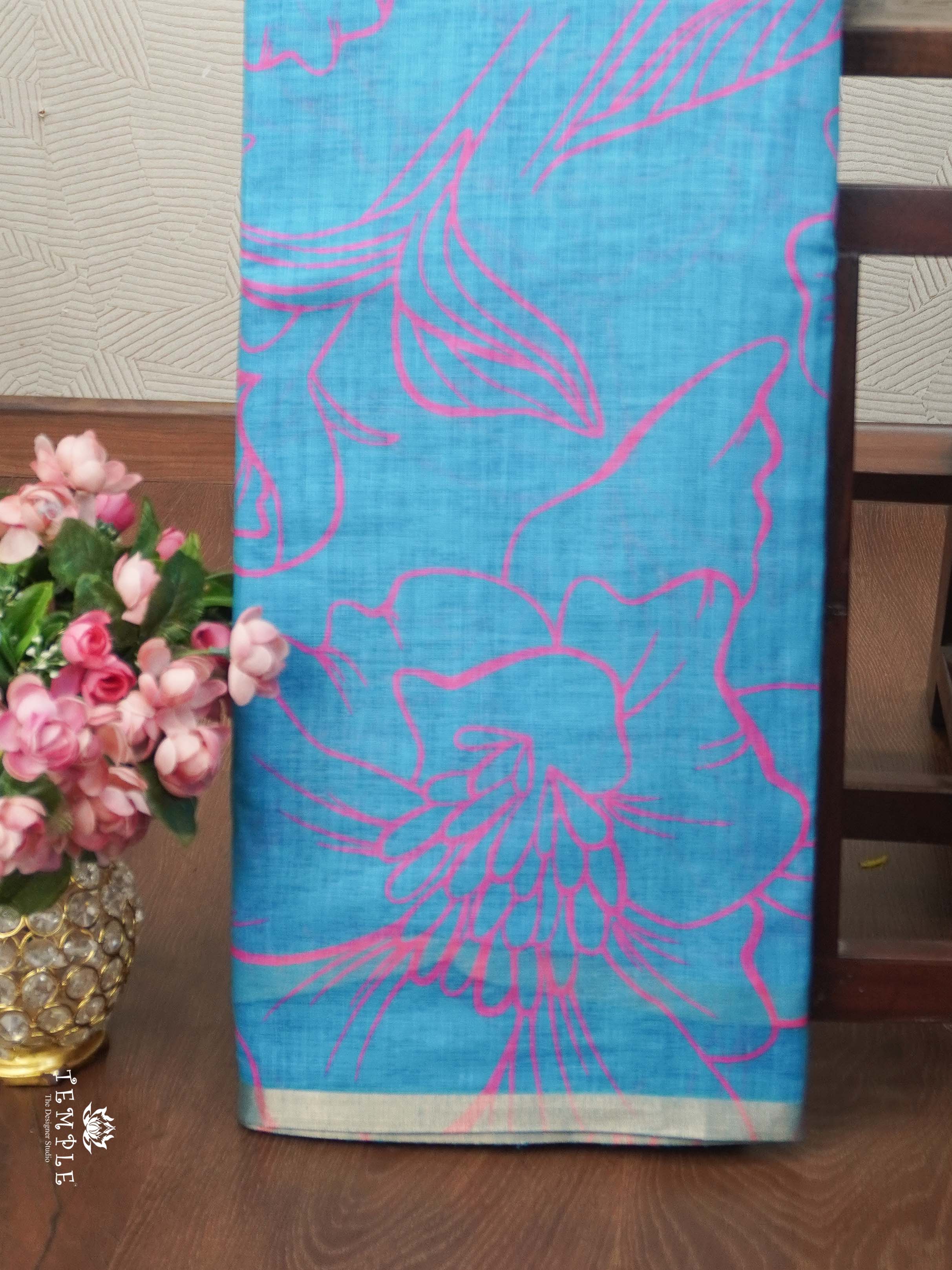 Printed Chanderi  Cotton Saree | TTDS2170