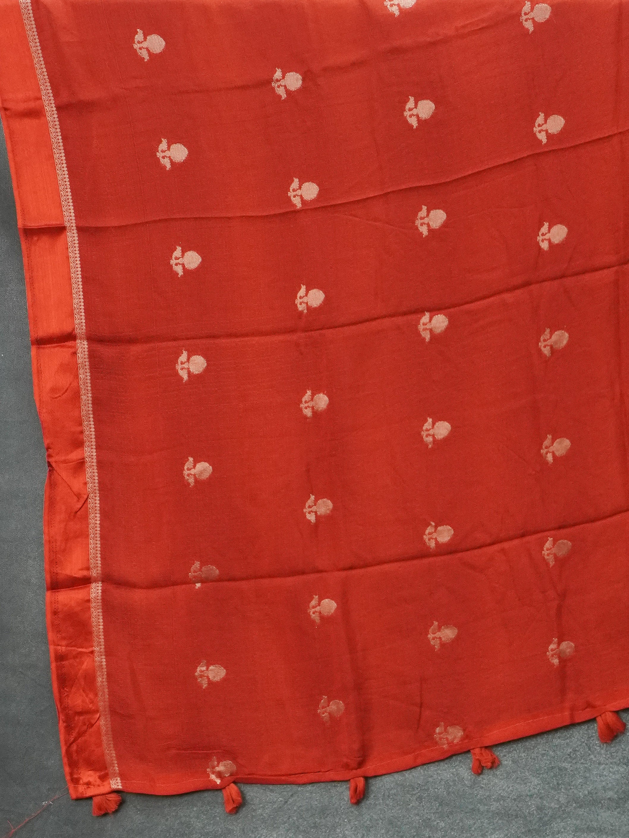 Linen Viscose Saree(Rust Orange) | TTDS2225