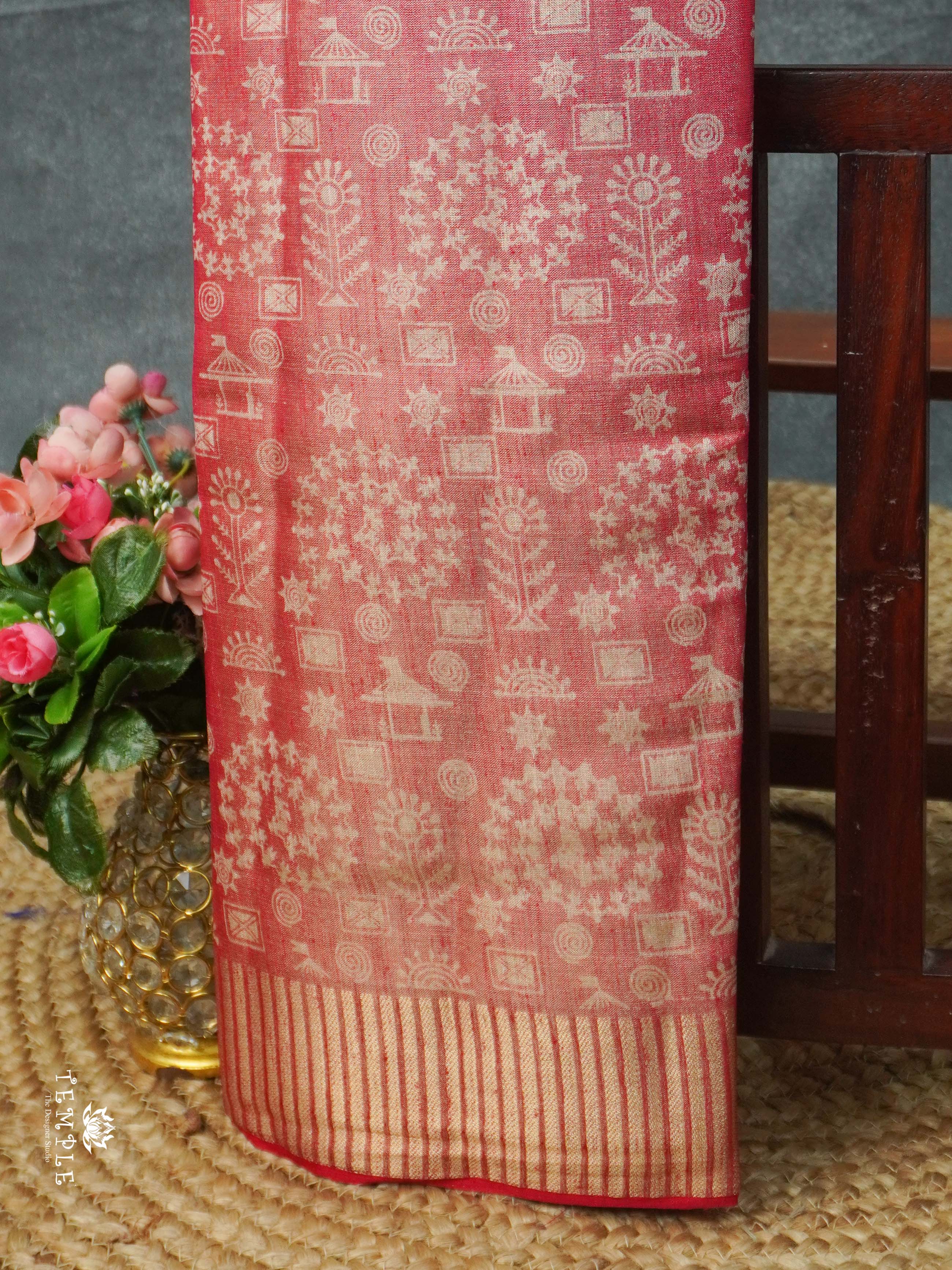 Warlin Printed Linen Tissue Saree | TTDS2176