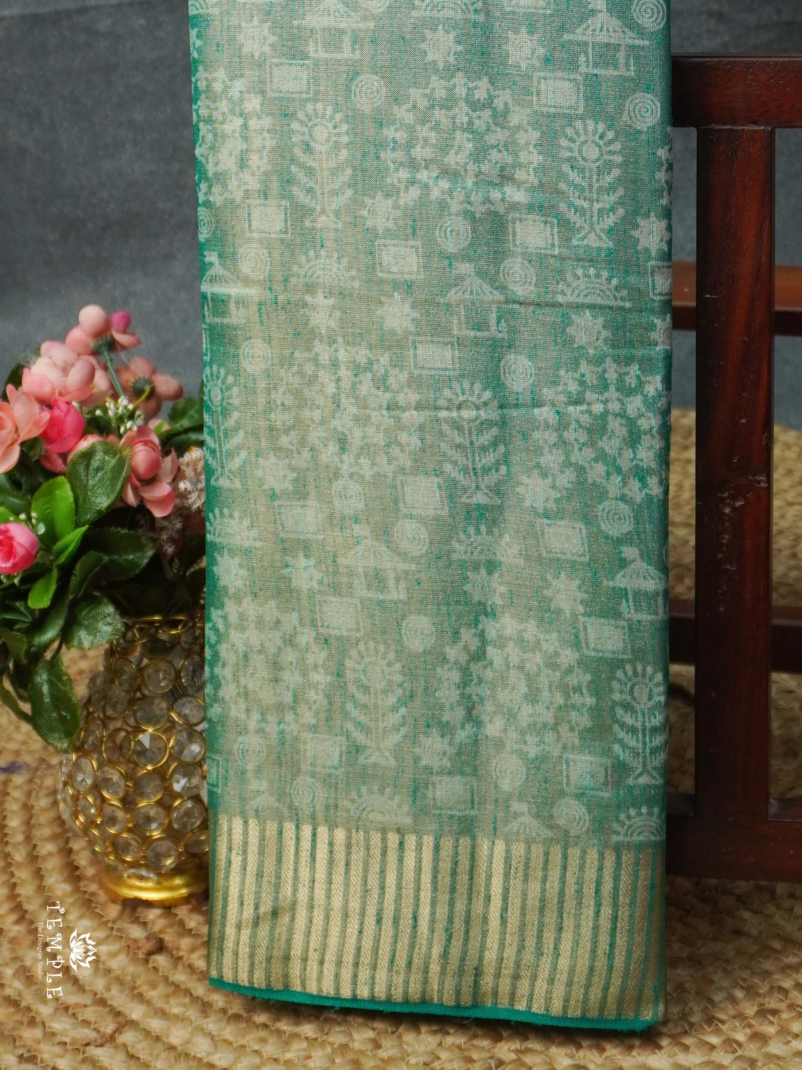 Warlin Printed Linen Tissue Saree | TTDS2176