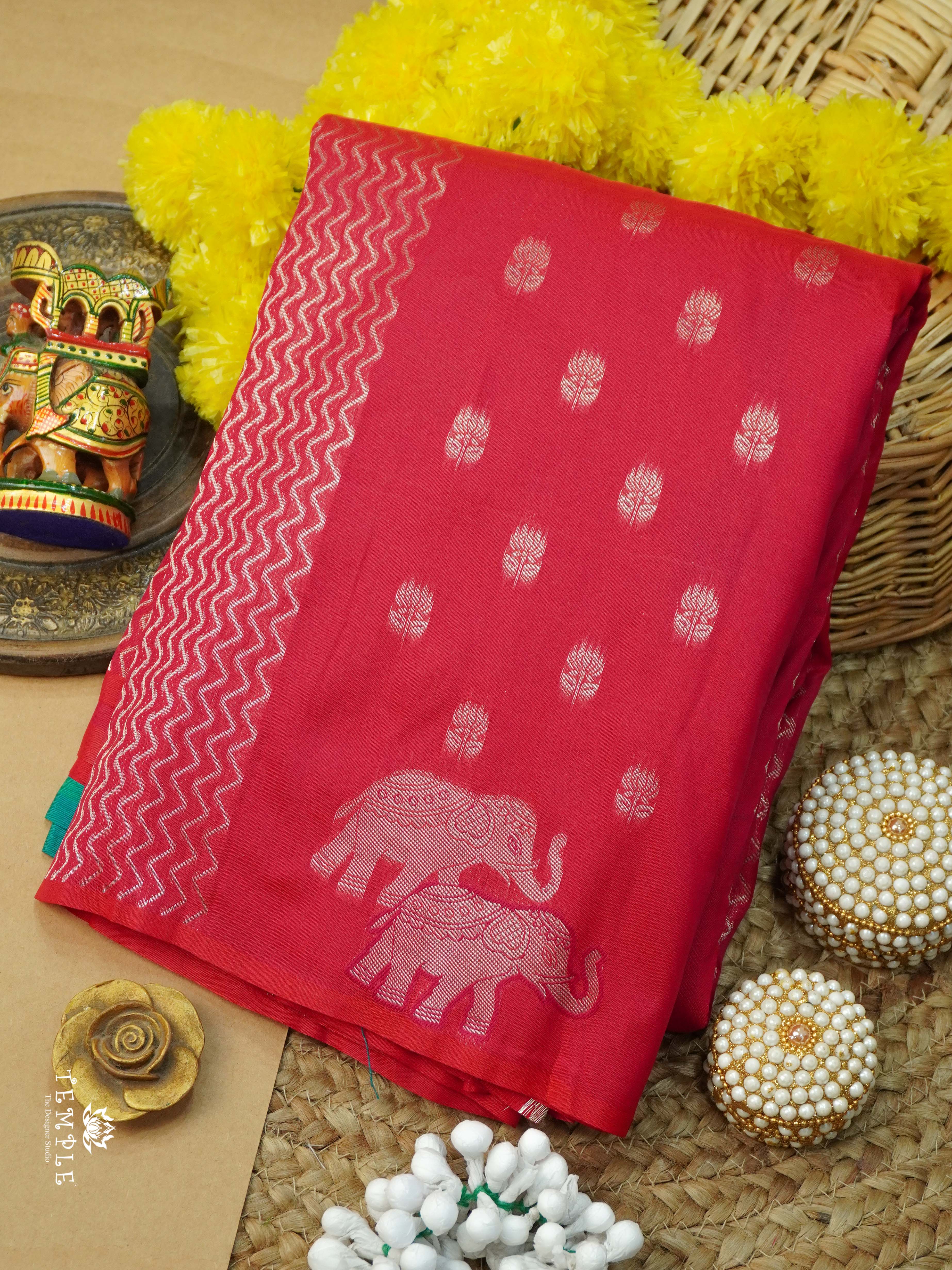 Semi Silk Saree With Elephant Design | TTDS2778