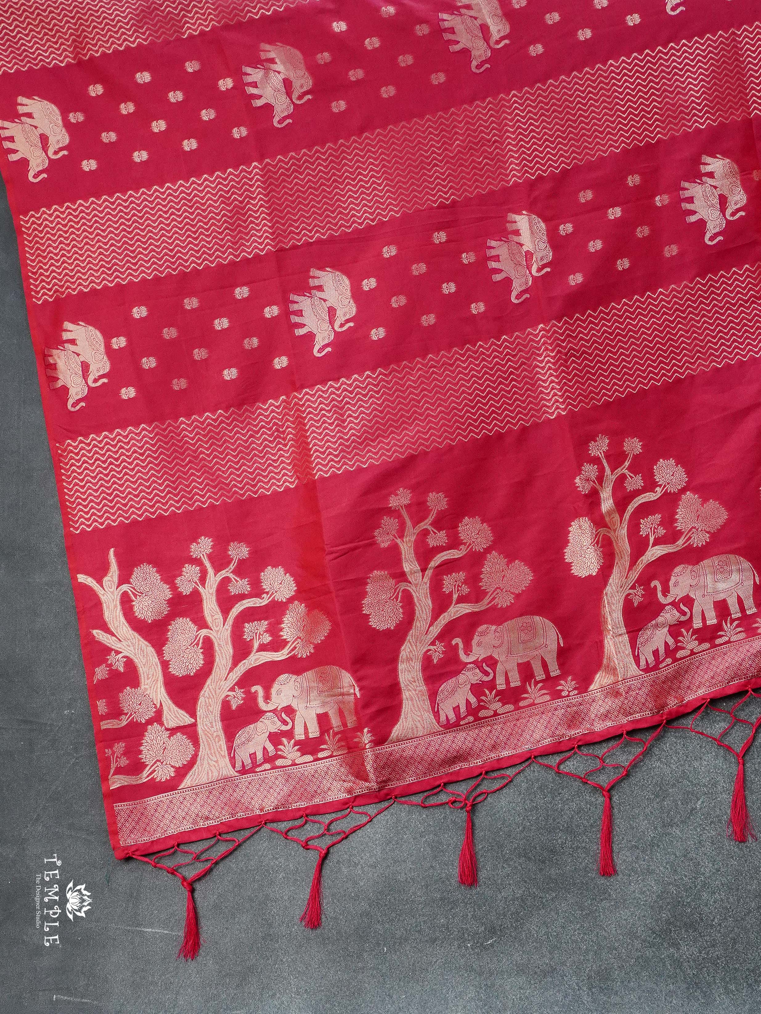 Semi Silk Saree With Elephant Design | TTDS2778